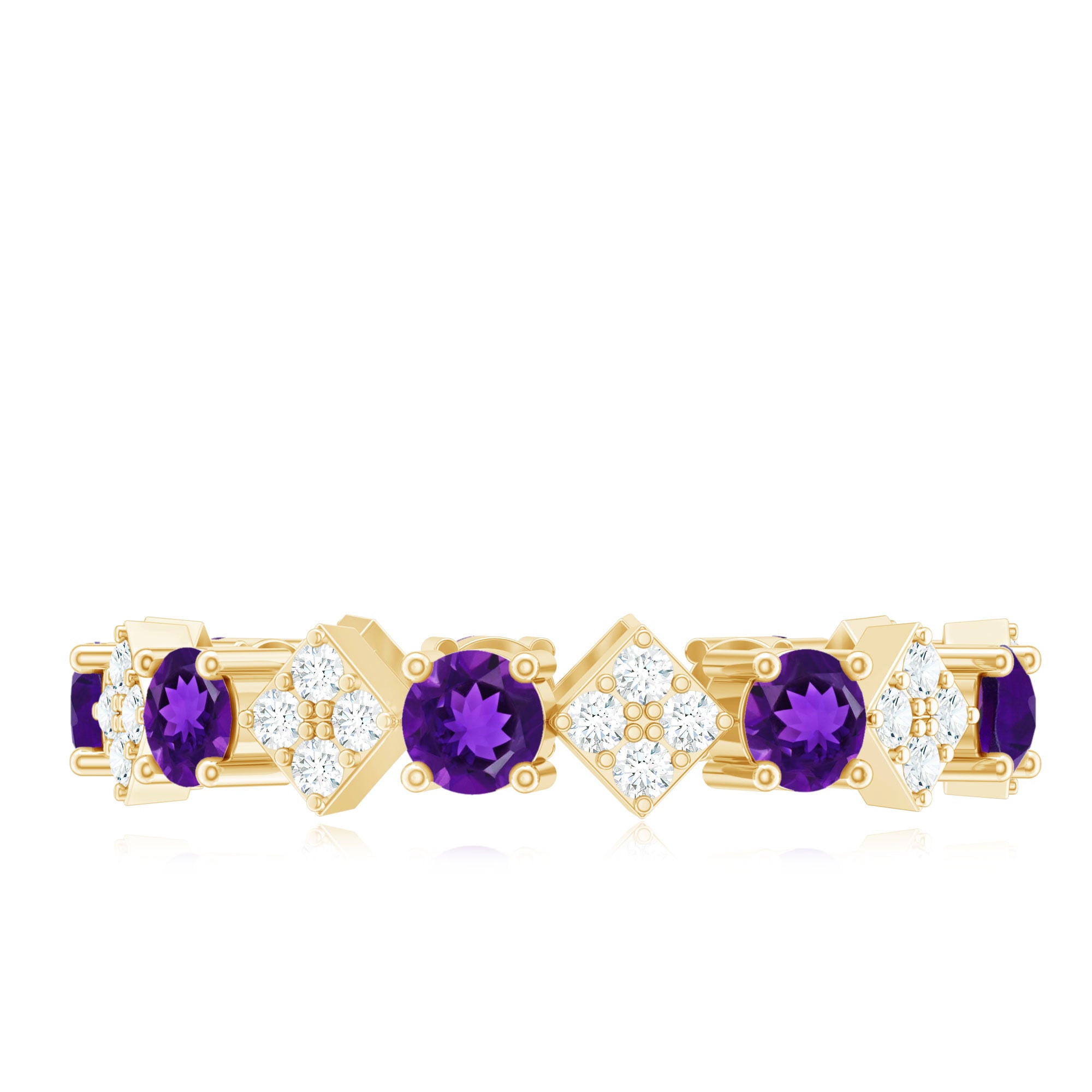 Natural Amethyst Diamond Eternity Ring for Women AAA - Rosec Jewels