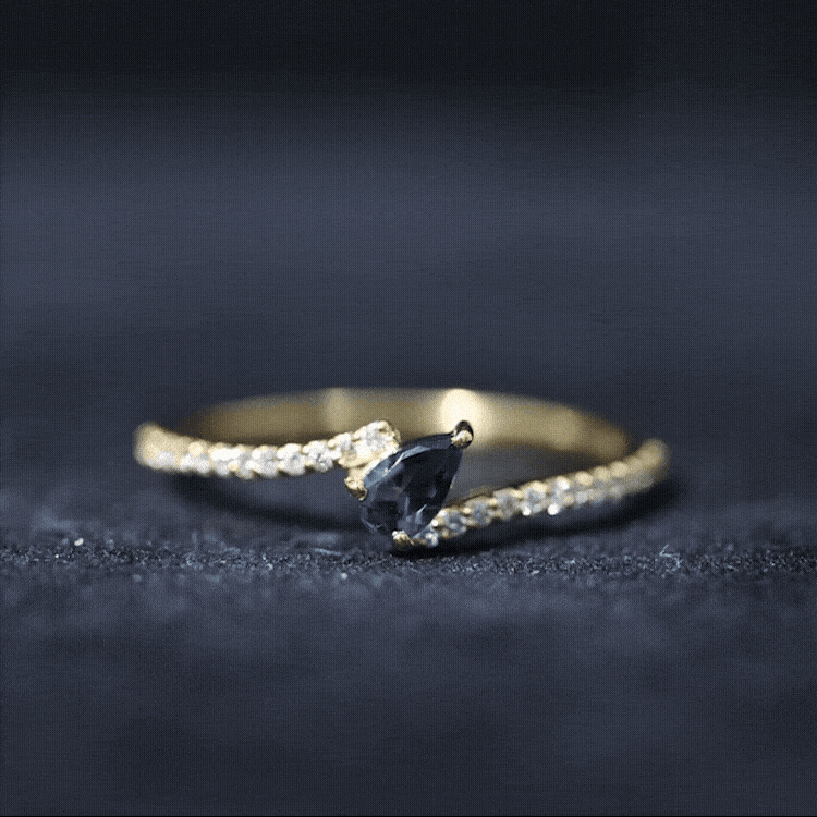 Rosec Jewels-Genuine London Blue Topaz Promise Ring with Diamond