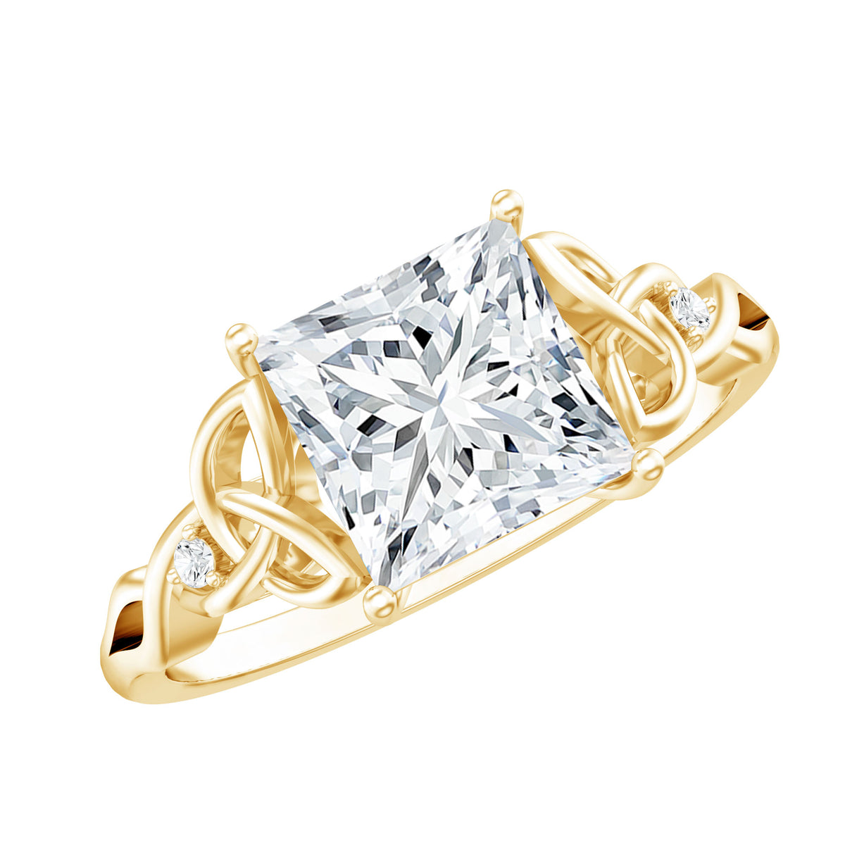 3 Carat Princess Cut Moissanite Solitaire Engagement Celtic Ring D-VS1 - Rosec Jewels