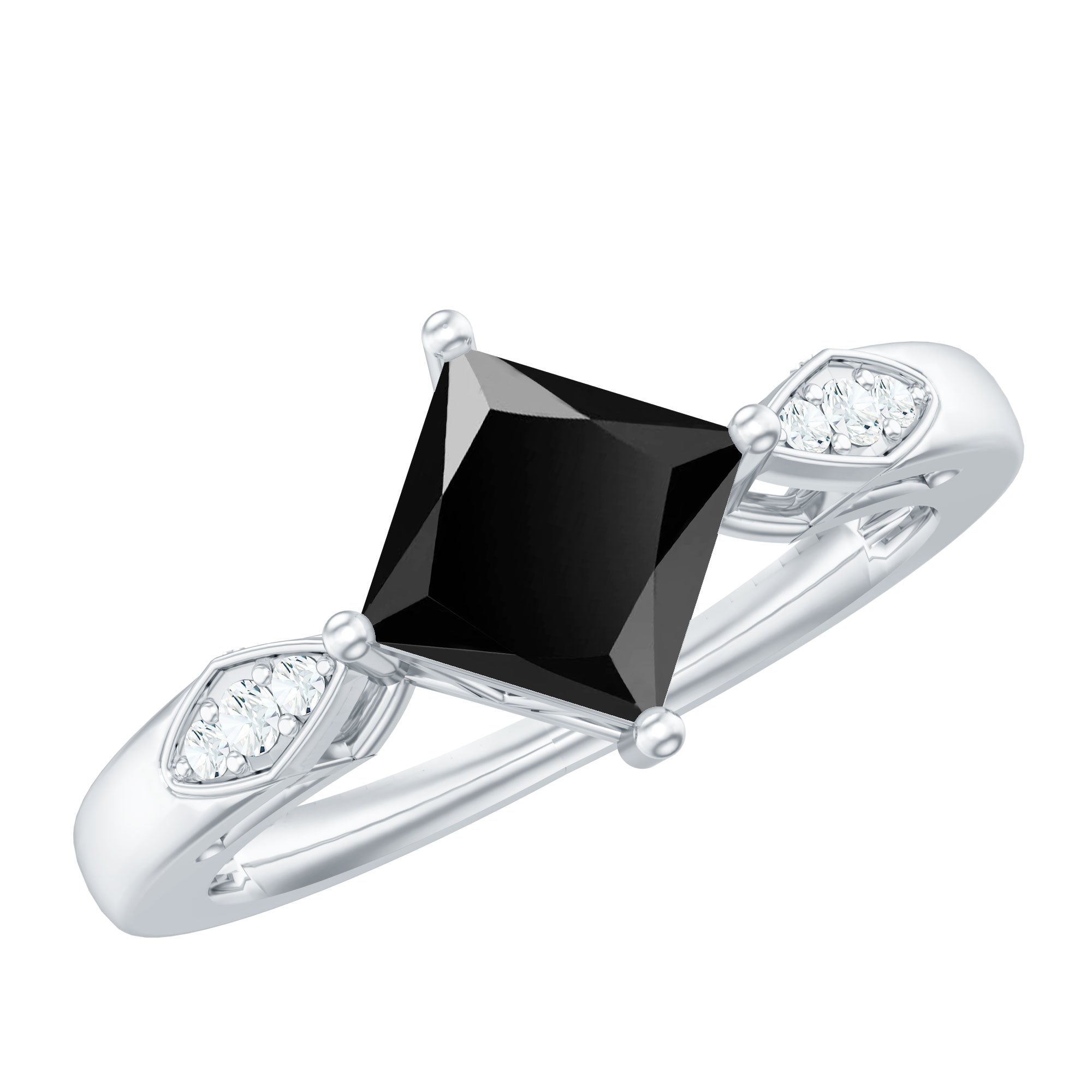 Certified 1 Carat Princess Cut Lab Grown Black and White Diamond Engagement Ring AAAA ( Synthetic ) - Rosec Jewels