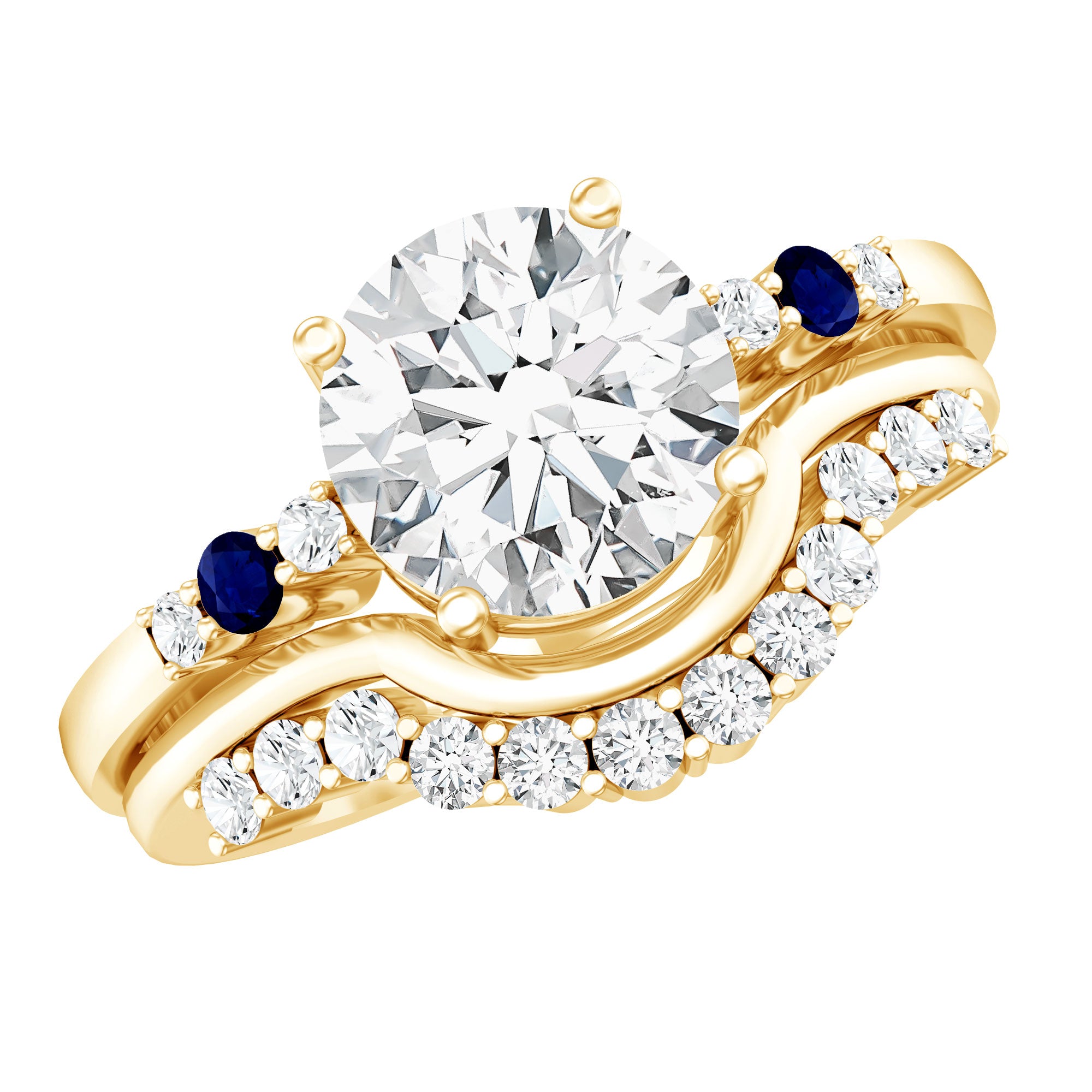 Certified 8MM Moissanite Engagement Ring With Wedding Band D-VS1 - Rosec Jewels
