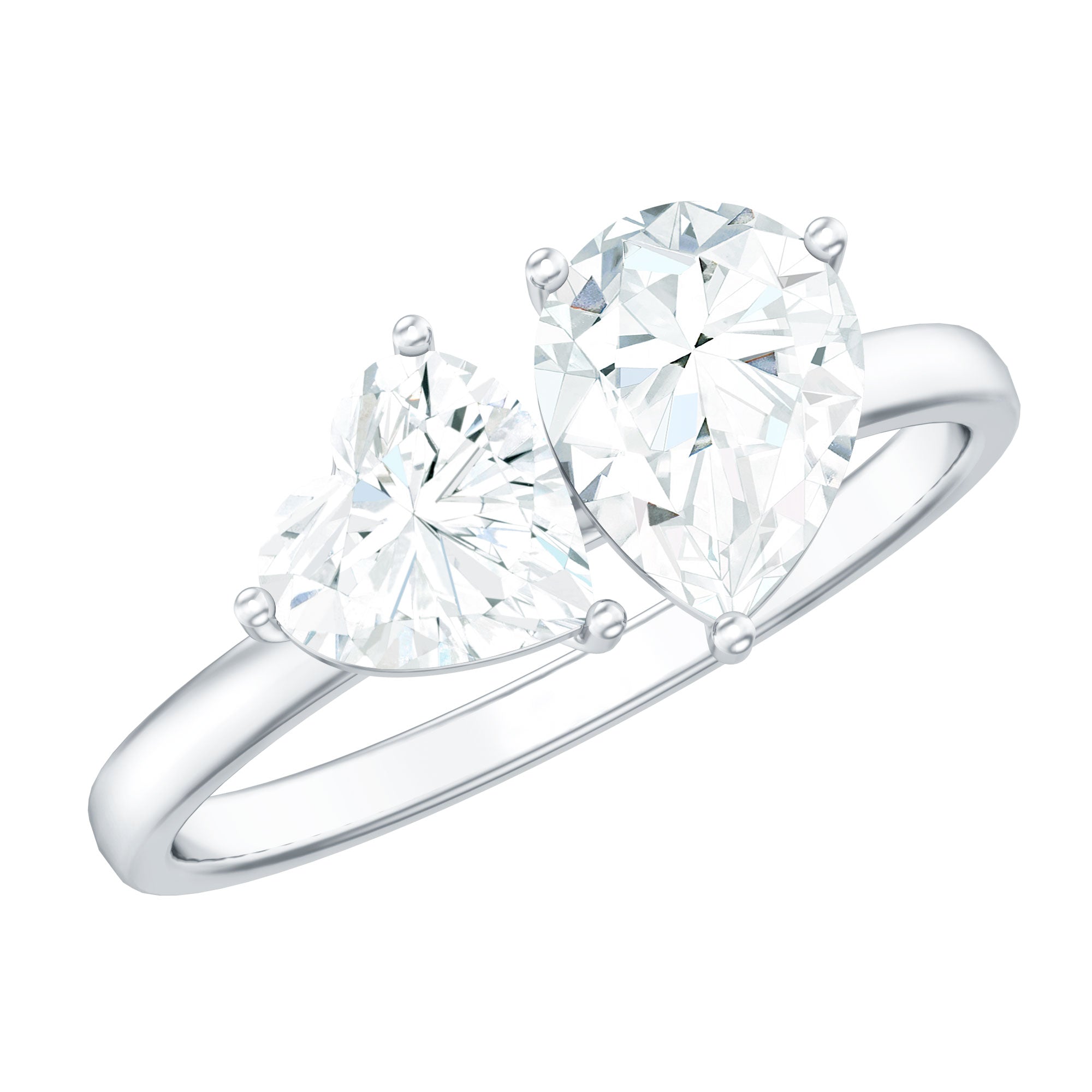 Rosec Jewels-Heart and Pear Shape Lab Grown Diamond Toi Et Moi Engagement Ring