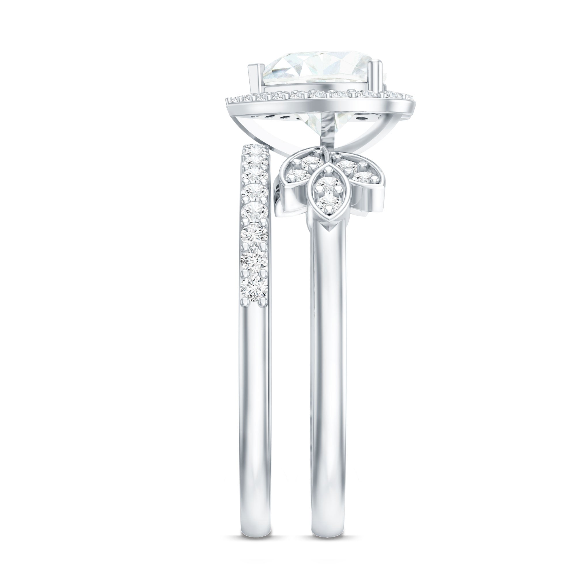 Rosec Jewels-Certified 1.25 Carat Lab Grown Diamond Heart Wedding Ring Set for Women