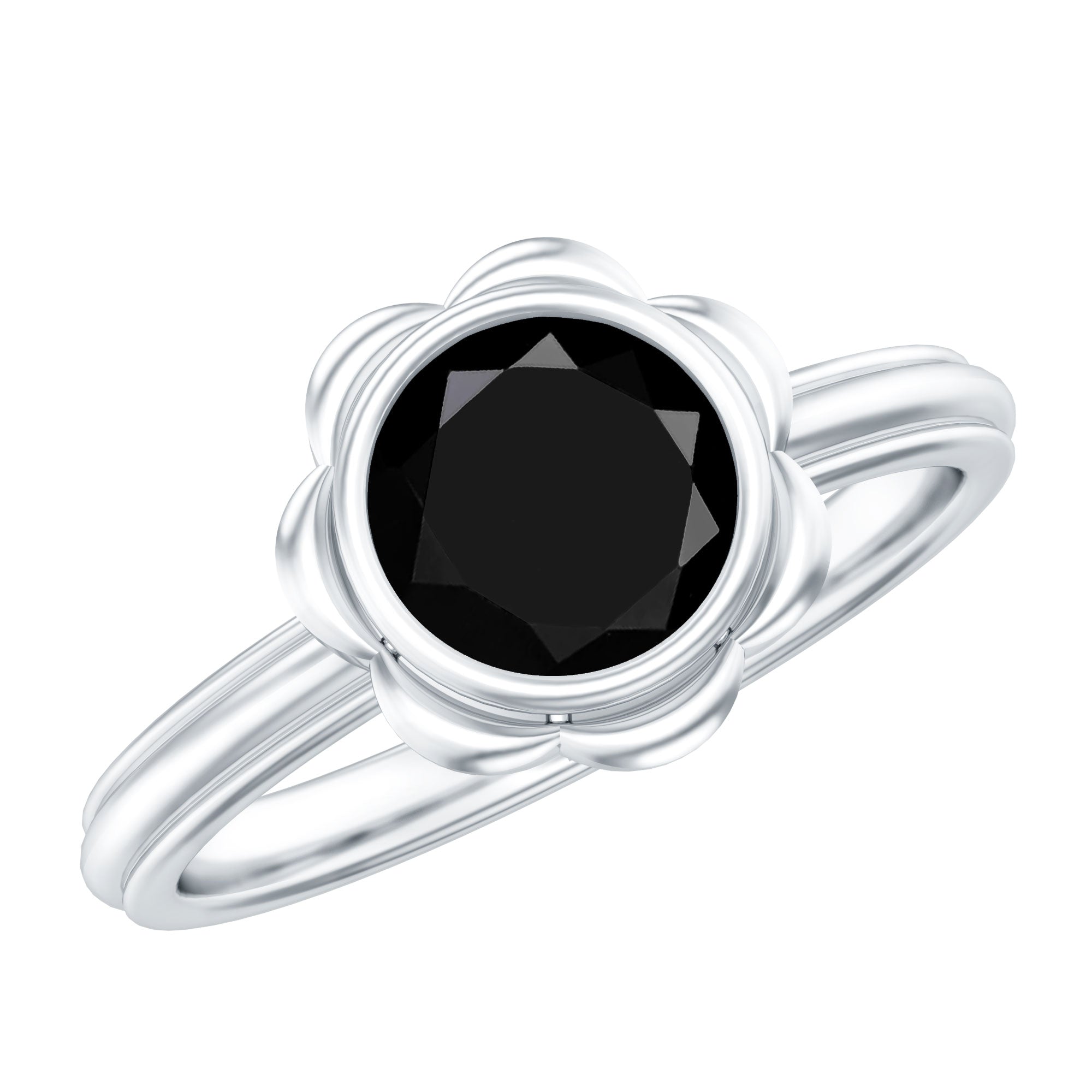 Rosec Jewels-1.2 Carat Black Onyx Bezel Set Engagement Ring
