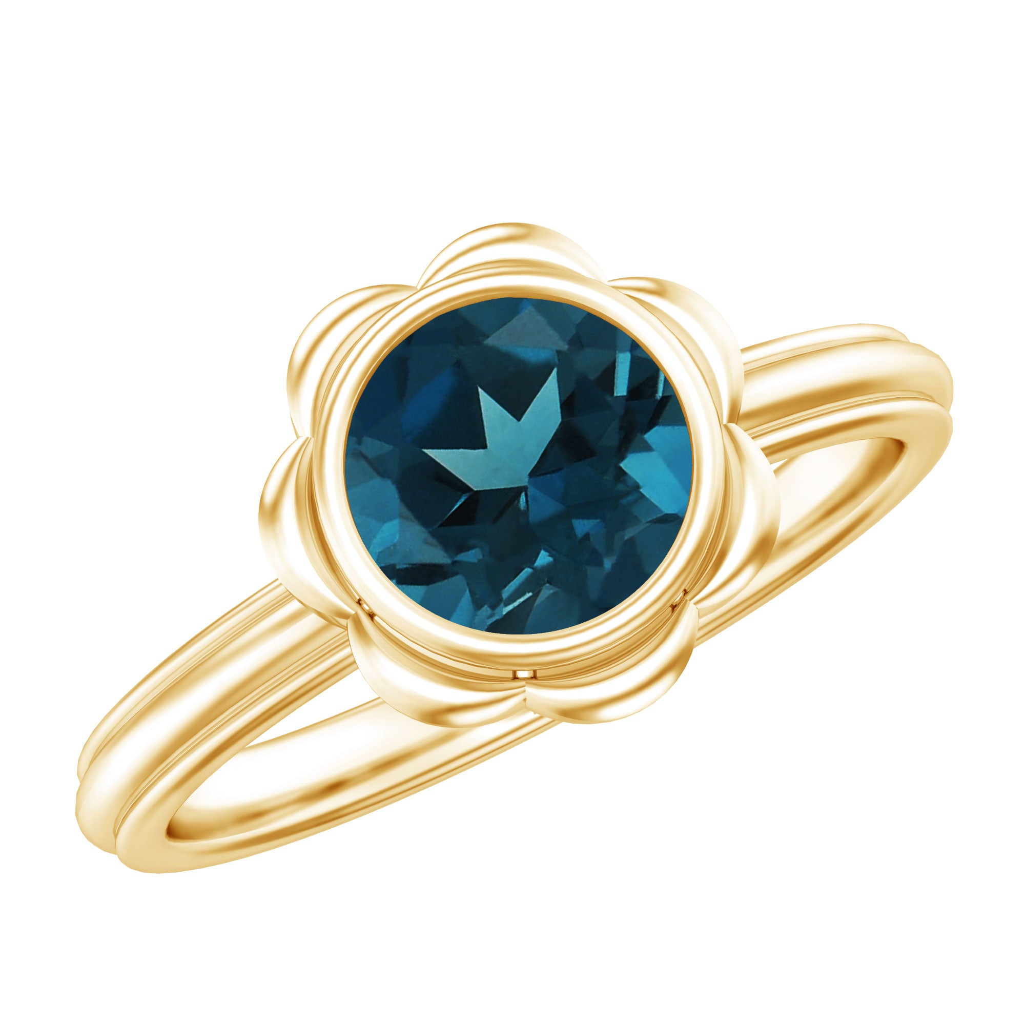 Genuine 1.35 Carat London Blue Topaz Solitaire Engagement Ring AAA - Rosec Jewels