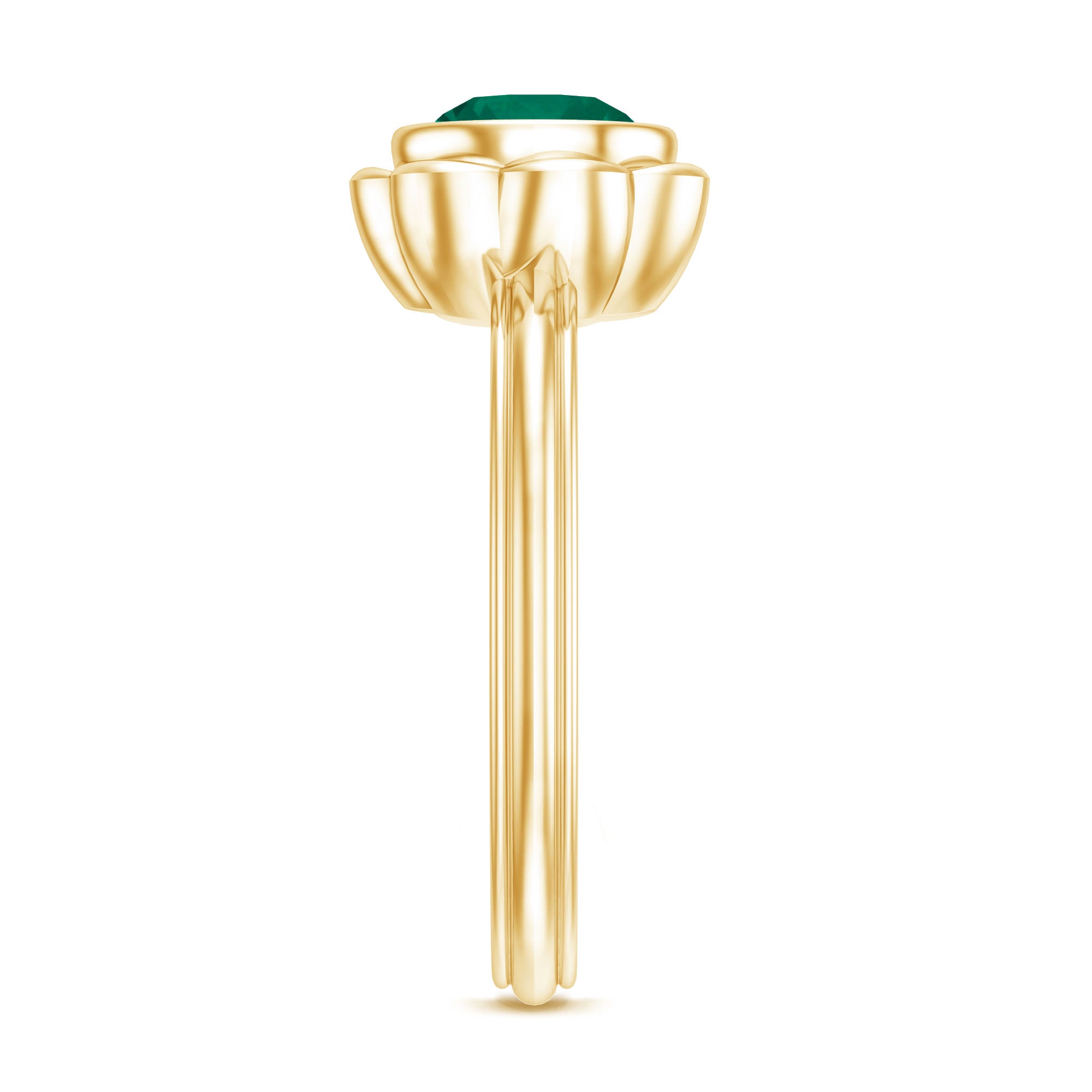 Rosec Jewels-Bezel Set Lab Created Emerald Solitaire Engagement Ring