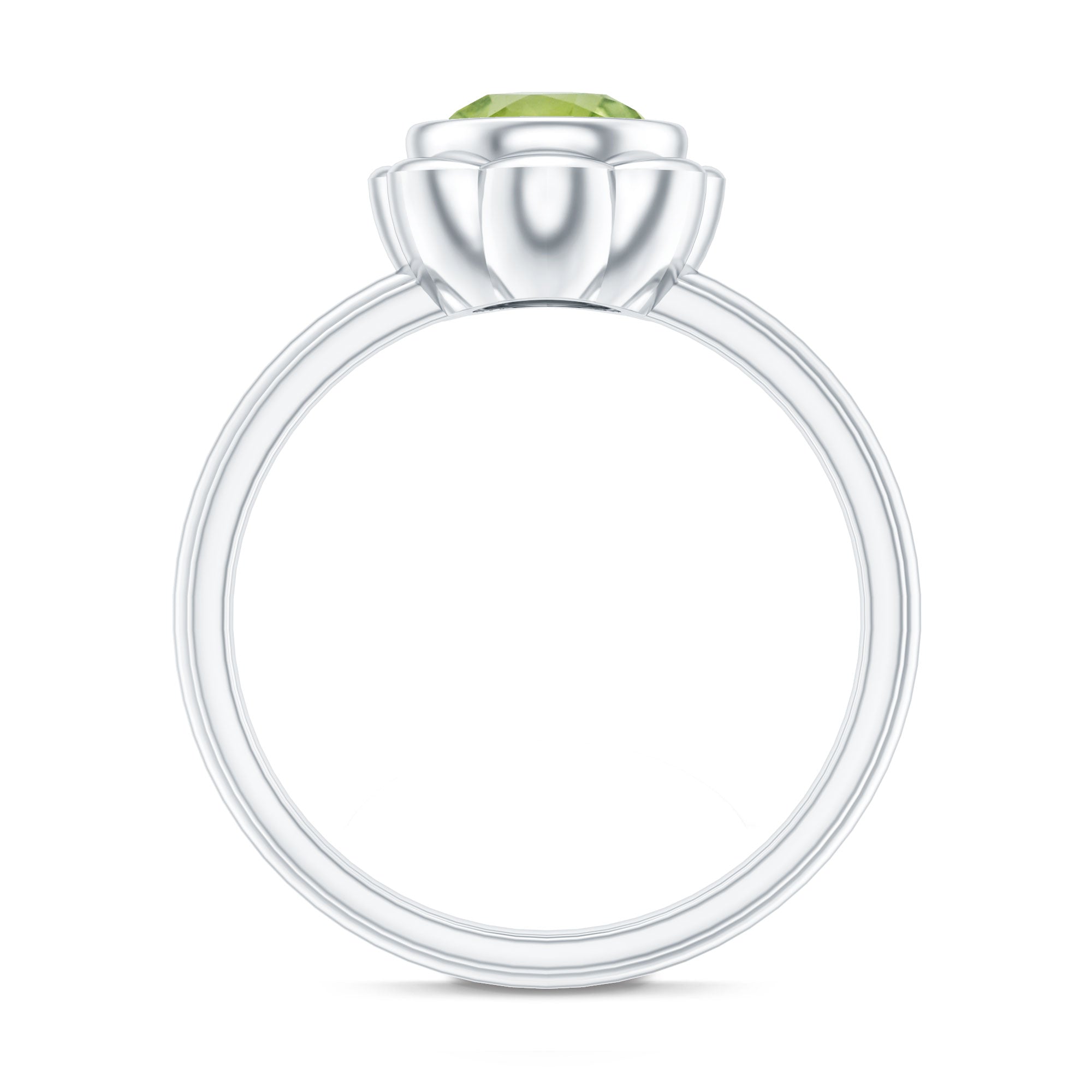 Rosec Jewels-Bezel Set 1.2 Carat Peridot Engagement Ring for Women