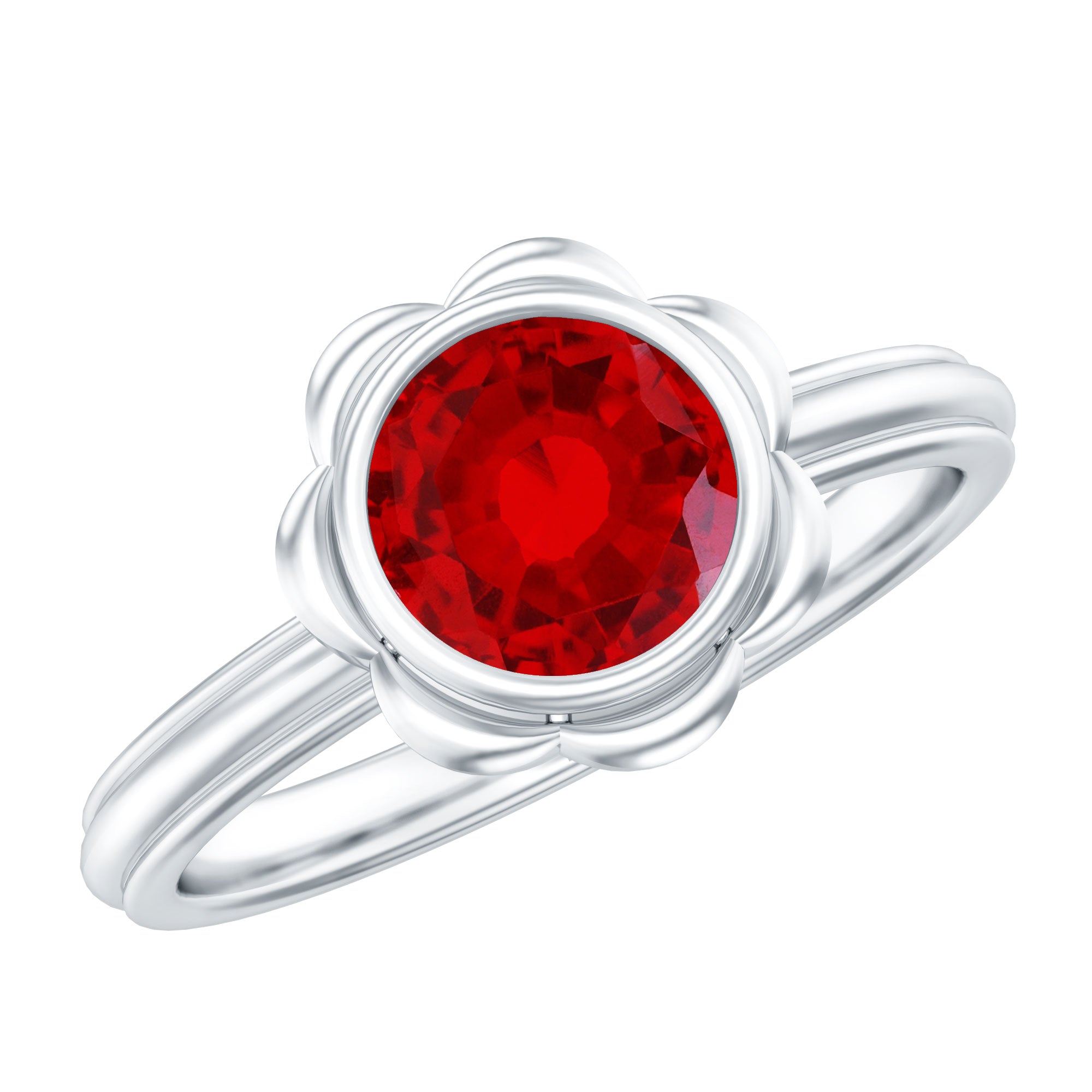 Rosec Jewels-1.3 Carat Lab Grown Ruby Flower Engagement Ring