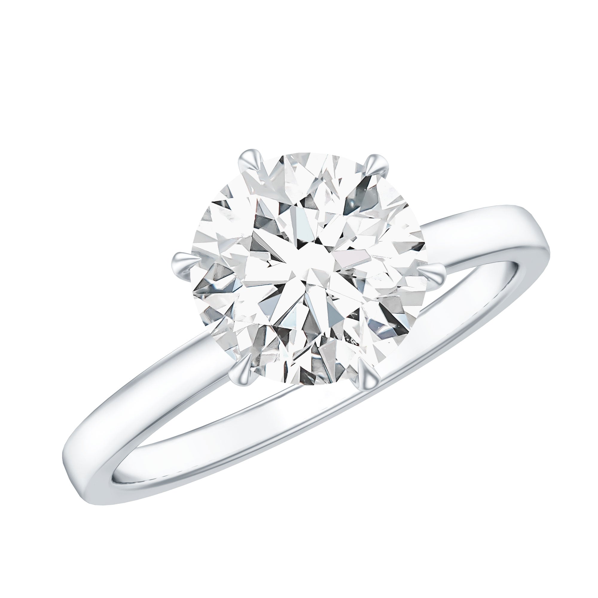 2 Carat Lab Grown Diamond Solitaire Engagement Ring with Hidden Halo Lab - ( EF-VS ) - Rosec Jewels
