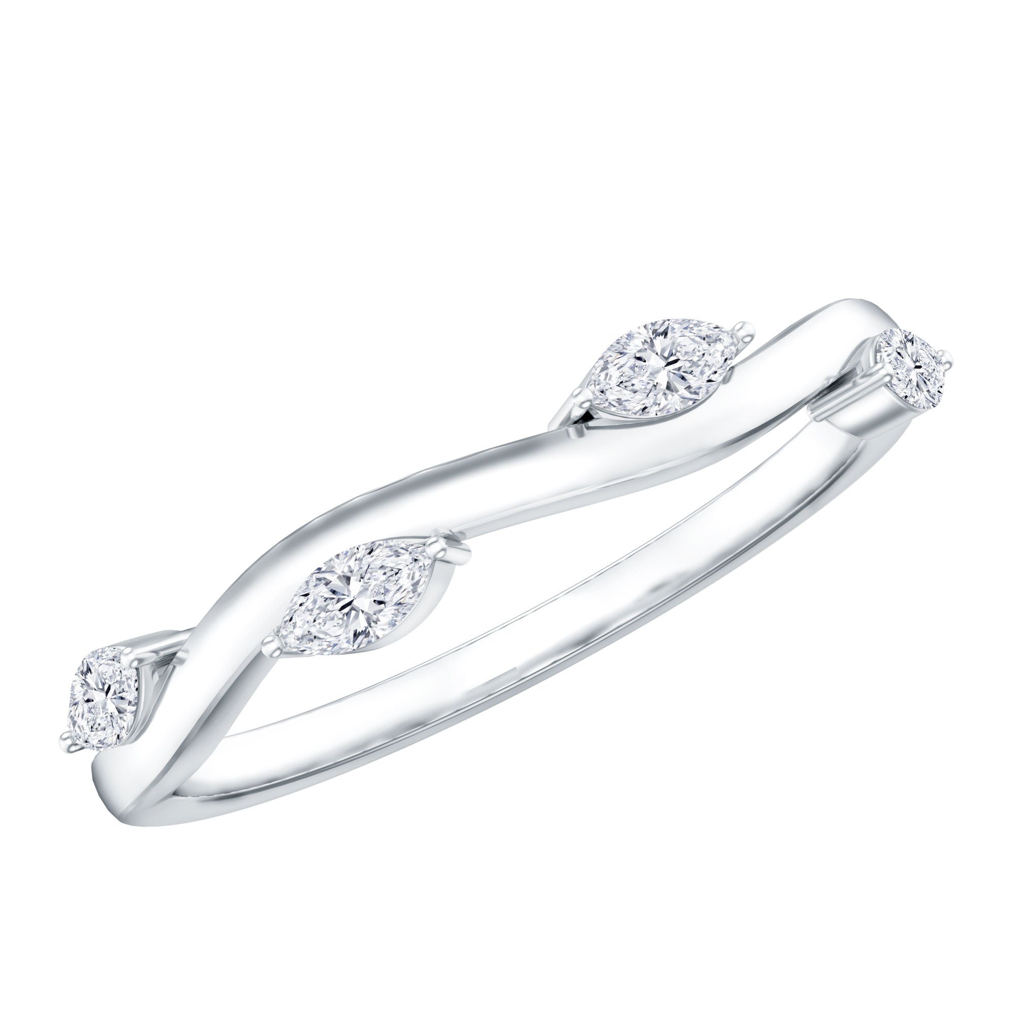 Marquise Cut Lab Grown Diamond Wedding Band Lab - ( EF-VS ) - Rosec Jewels