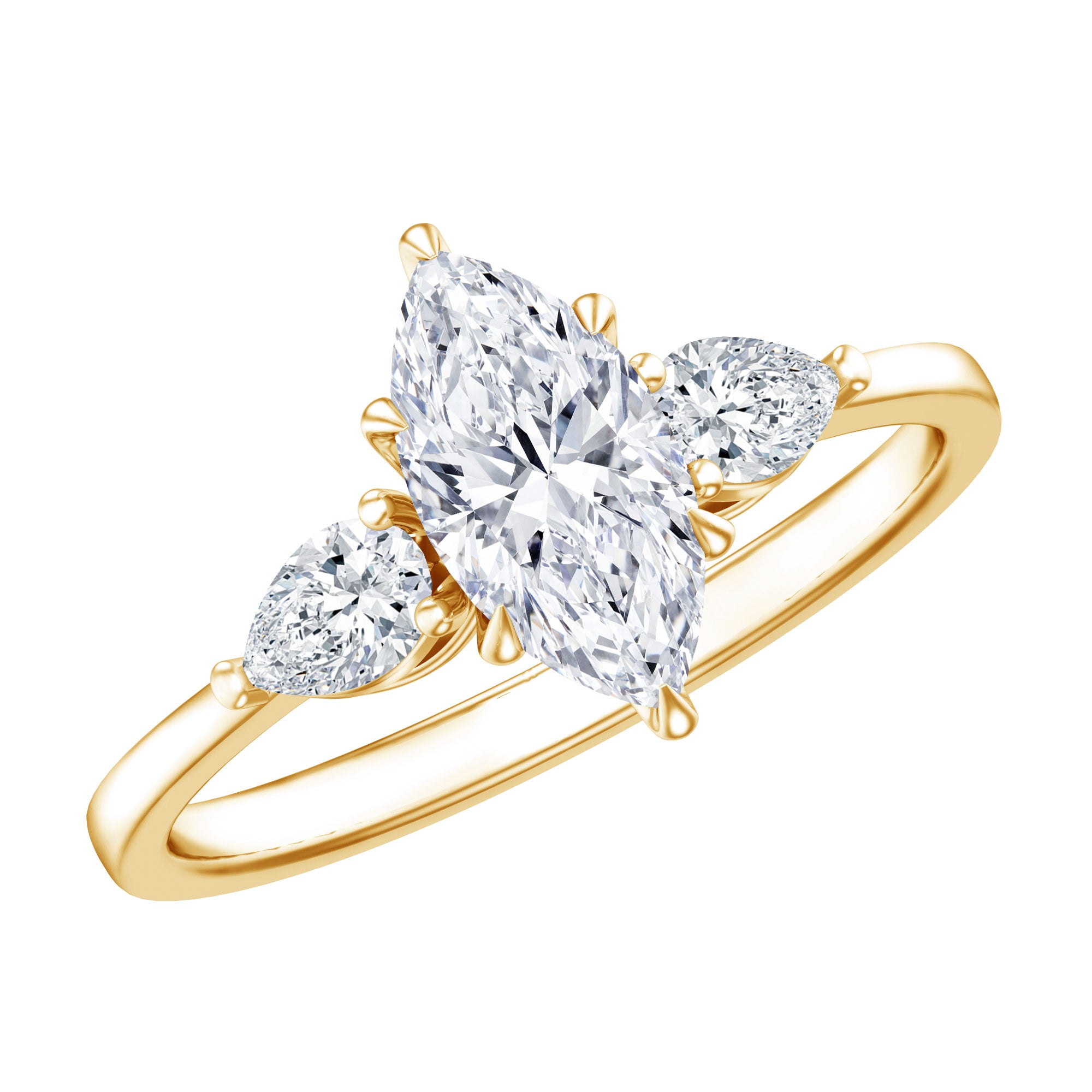 Certified Lab Grown Diamond Three Stone Engagement Ring for Women Lab - ( EF-VS ) - Rosec Jewels