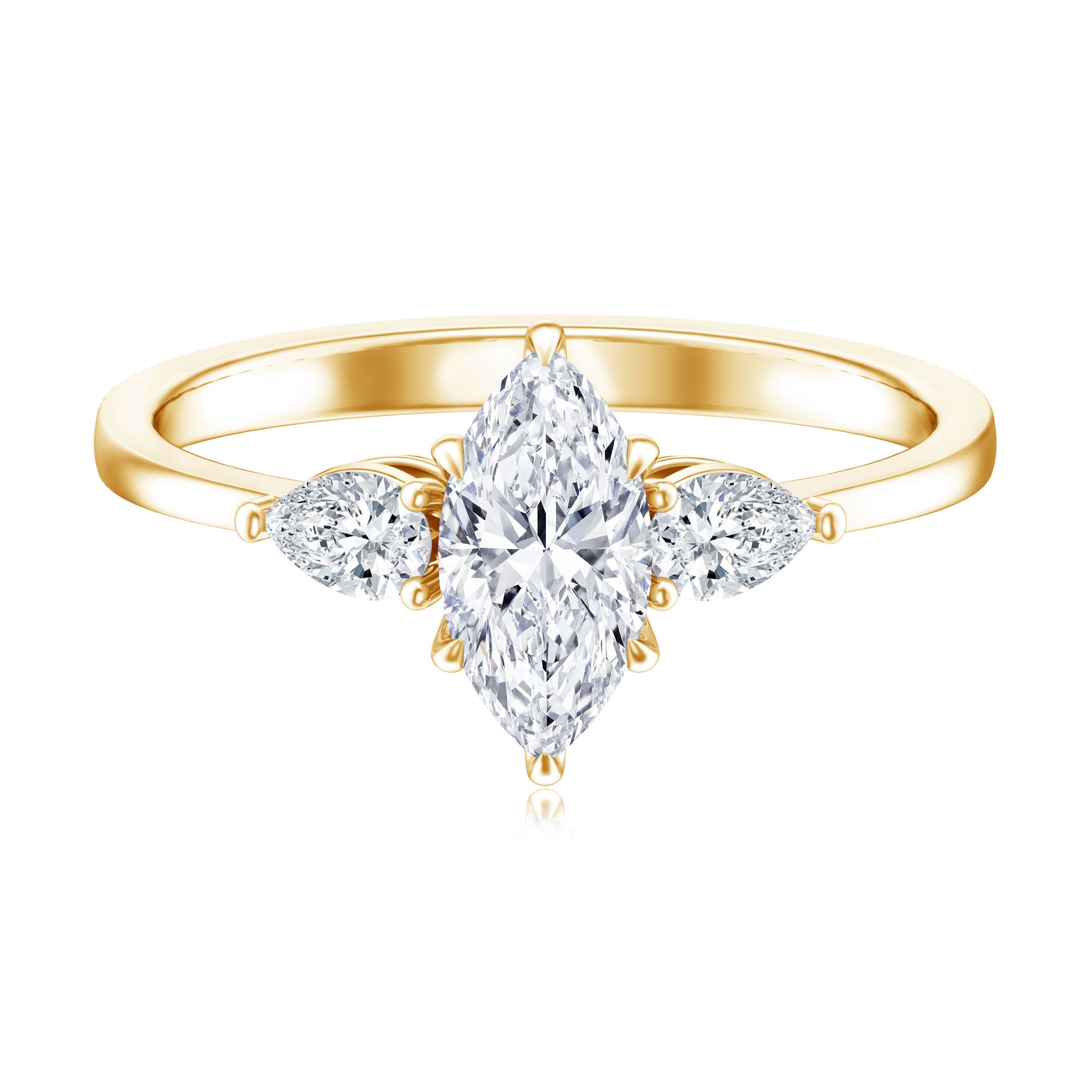 Certified Lab Grown Diamond Three Stone Engagement Ring for Women Lab - ( EF-VS ) - Rosec Jewels