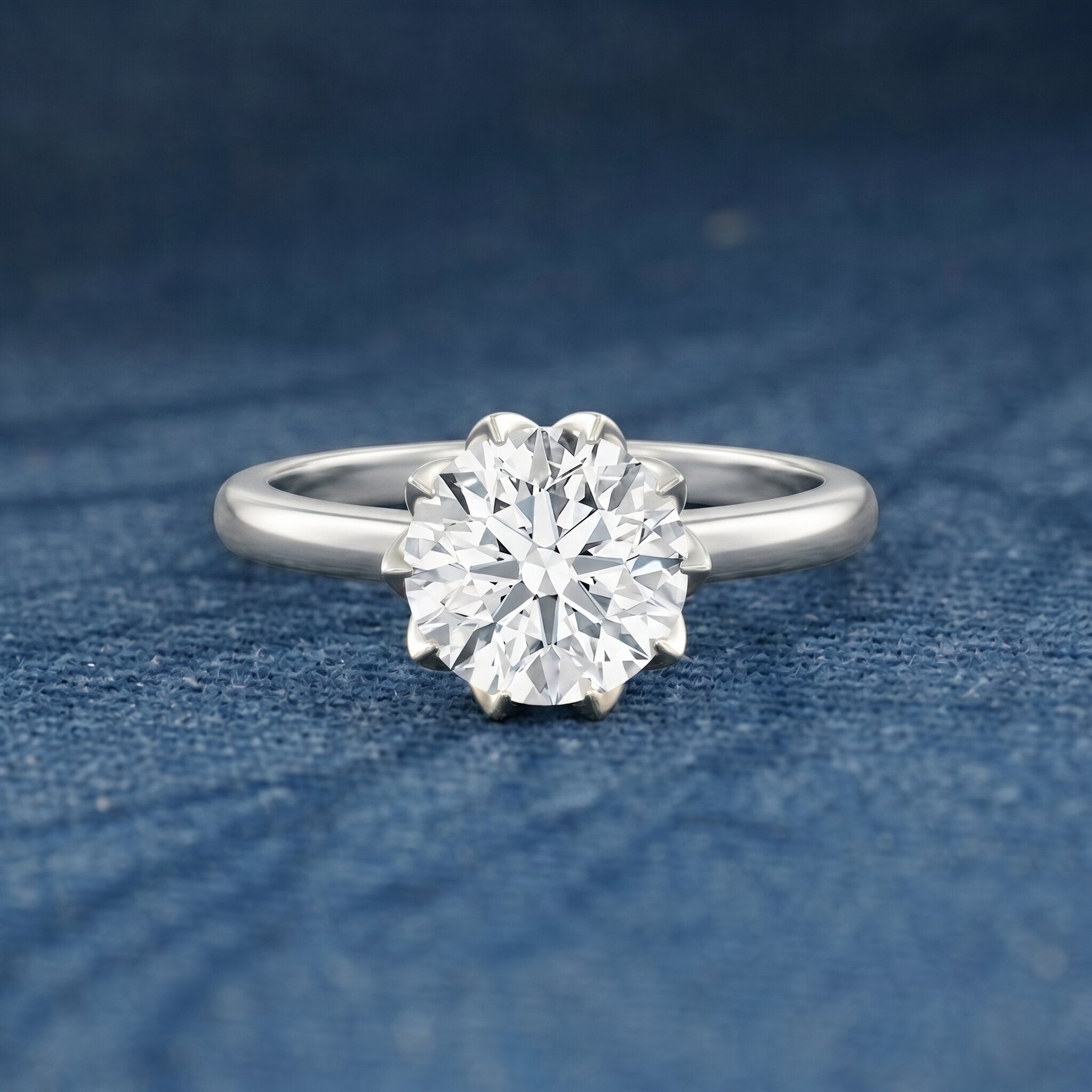 IGI Certified 2 Carat Lab Grown Diamond Lotus Engagement Ring Lab - ( E-VS1 ) - Rosec Jewels