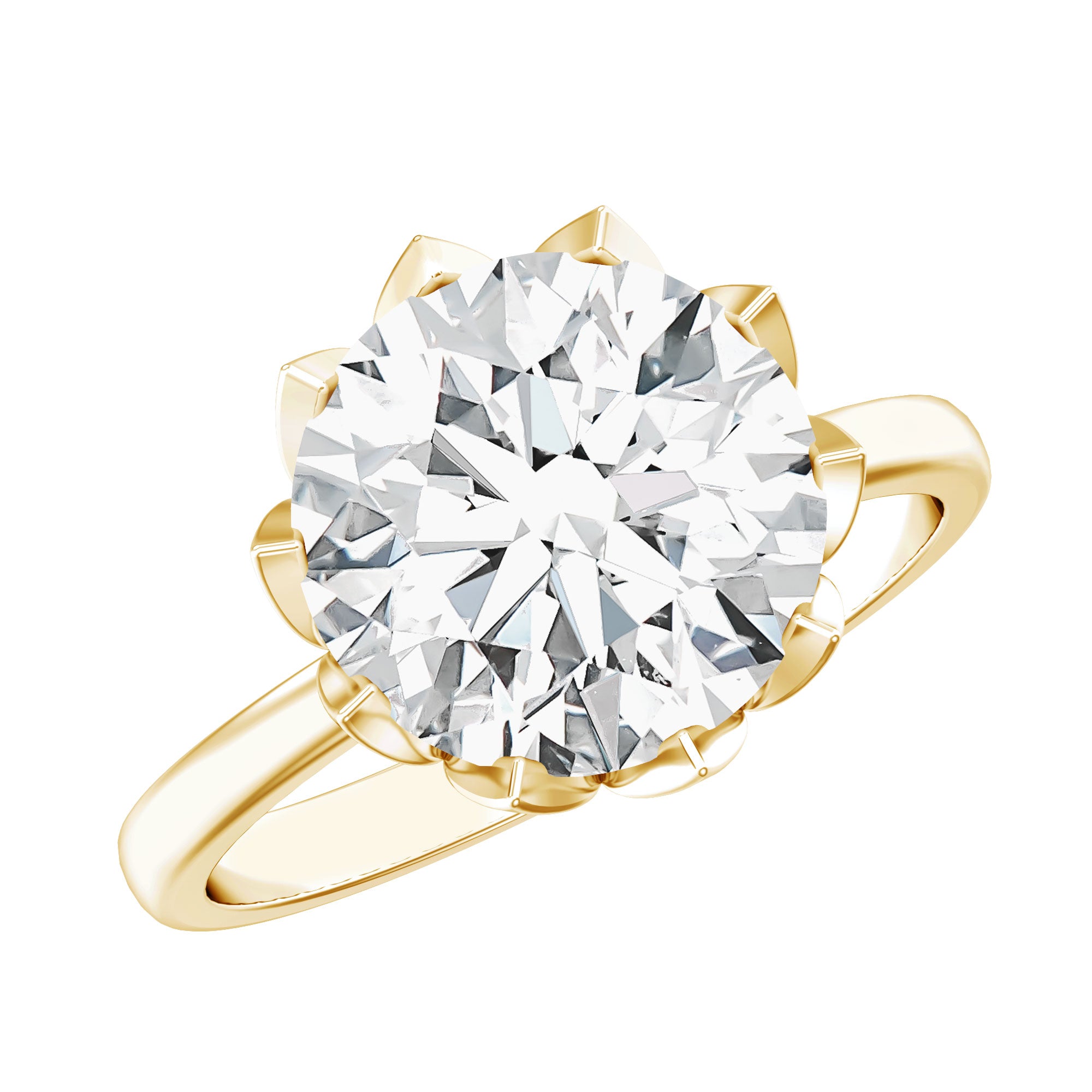 IGI Certified 4 CT Lab Grown Diamond Lotus Engagement Ring Lab - ( E-VS1 ) - Rosec Jewels