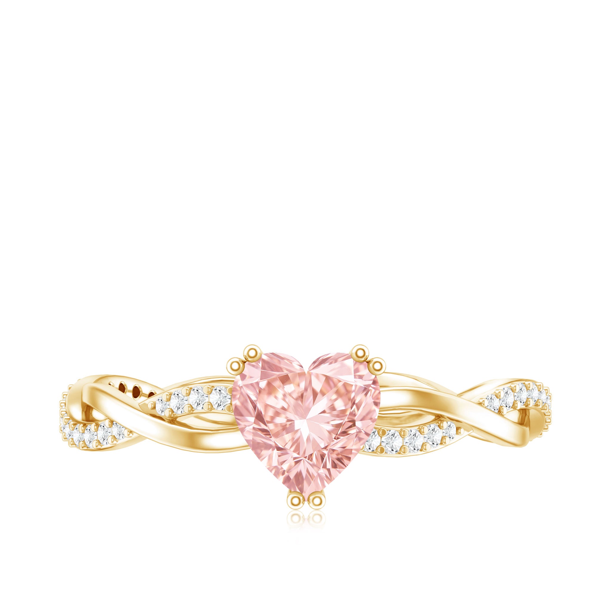 Rosec Jewels-1 CT Lab Grown Pink Diamond Heart Engagement Ring with Crossover Shank