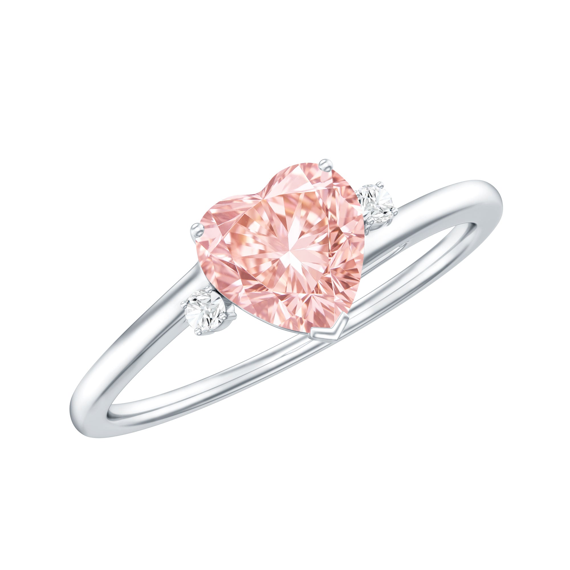 IGI Certified 1 CT Lab Grown Pink Diamond Heart Promise Ring VVS - Rosec Jewels