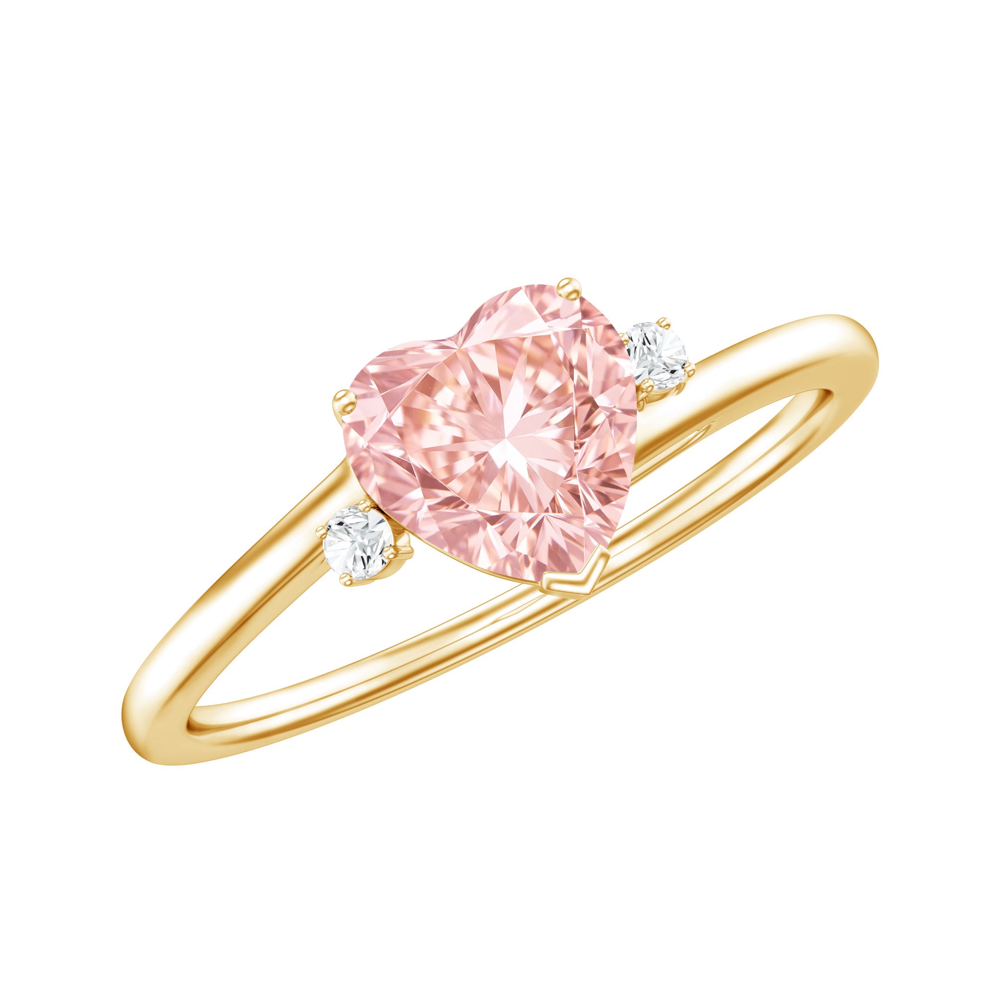 IGI Certified 1 CT Lab Grown Pink Diamond Heart Promise Ring Fancy Pink - VS1 - Rosec Jewels