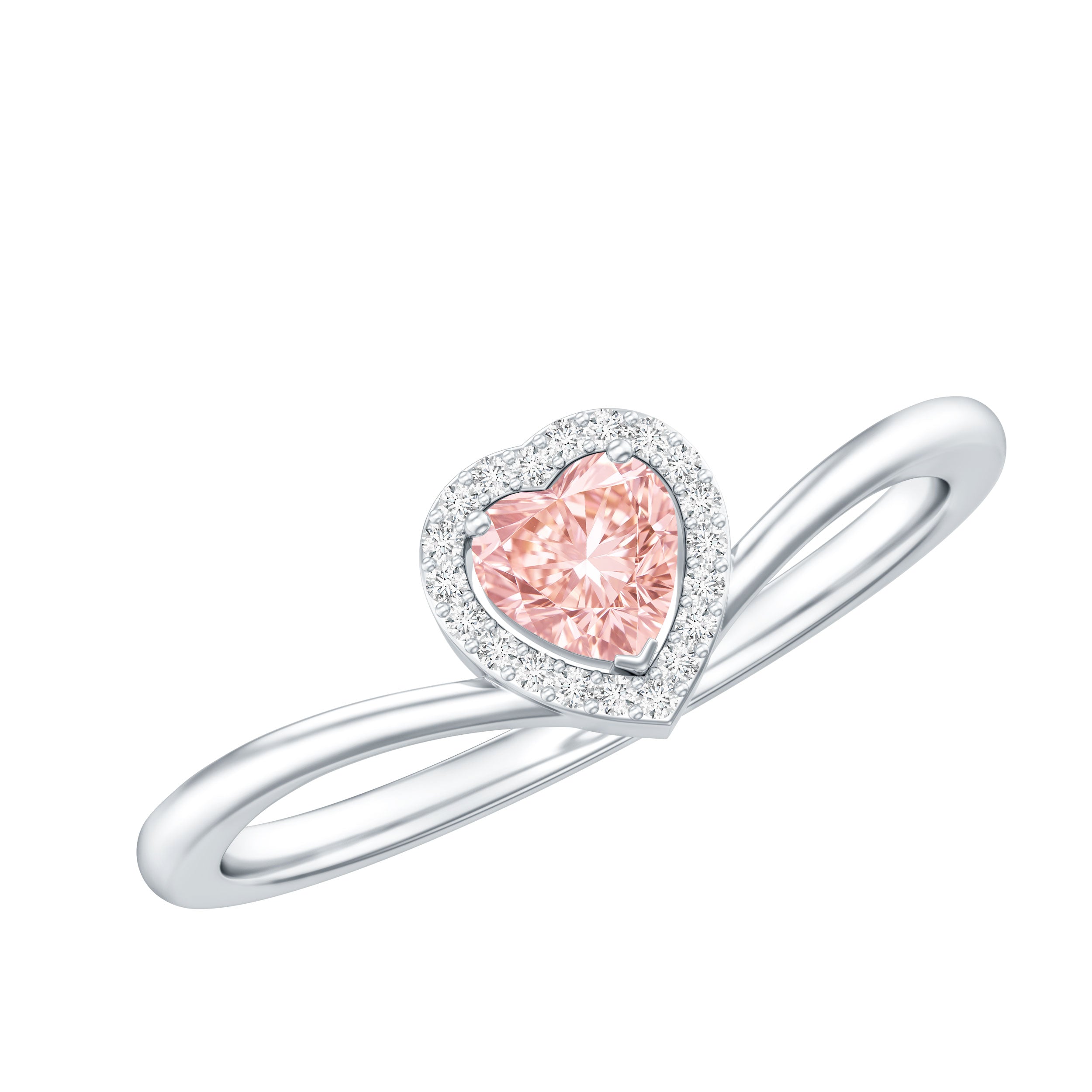 IGI Certified Lab Grown Pink Diamond Heart Promise Ring with Halo E-VS1 - Rosec Jewels