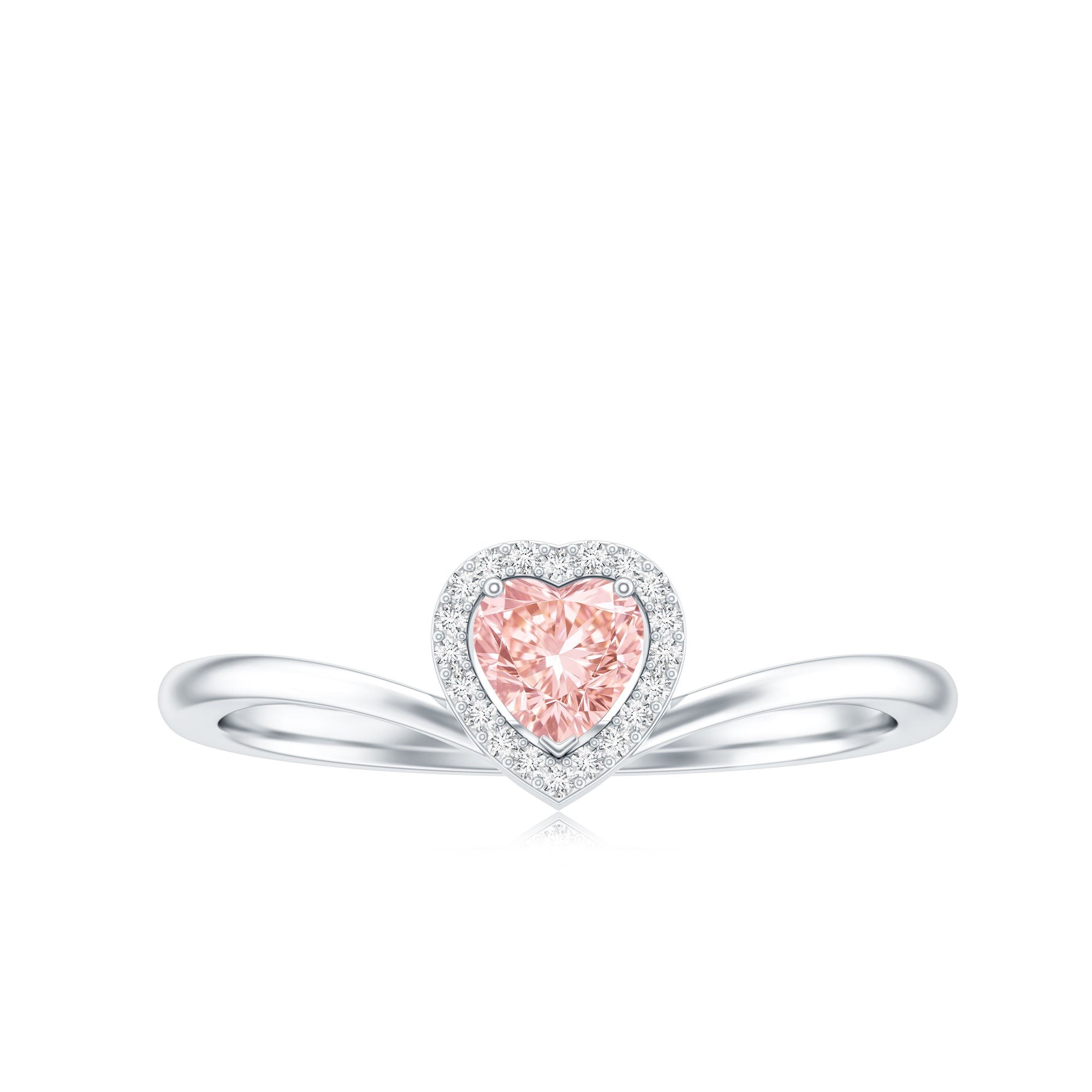 IGI Certified Lab Grown Pink Diamond Heart Promise Ring with Halo E-VS1 - Rosec Jewels