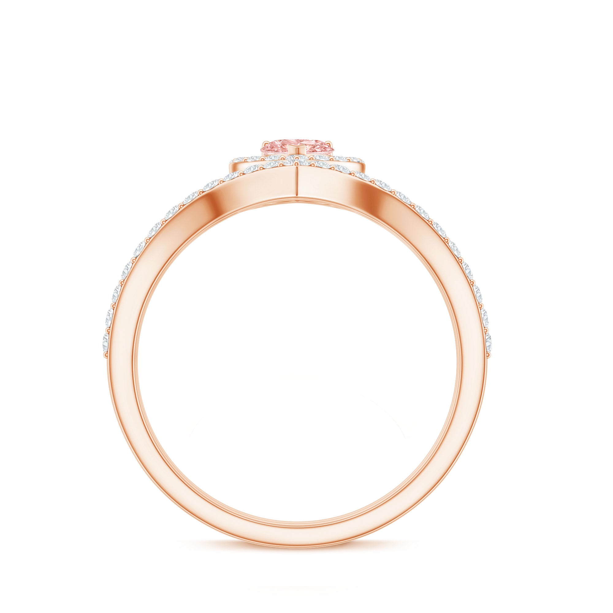 Heart Shape Lab Grown Pink and White Diamond Wedding Ring Set with IGI Certificate E-VS1 - Rosec Jewels