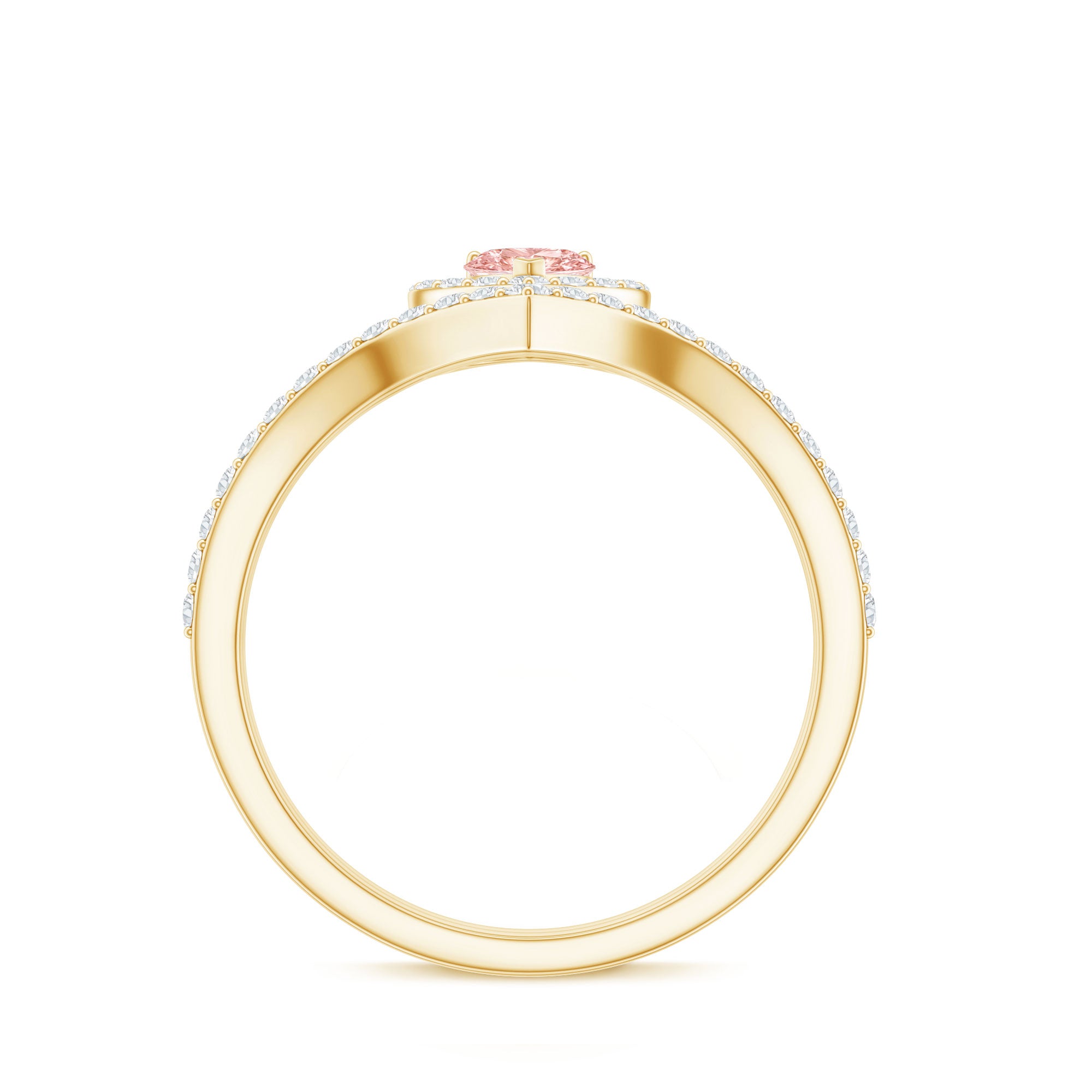 Heart Shape Lab Grown Pink and White Diamond Wedding Ring Set with IGI Certificate E-VS1 - Rosec Jewels