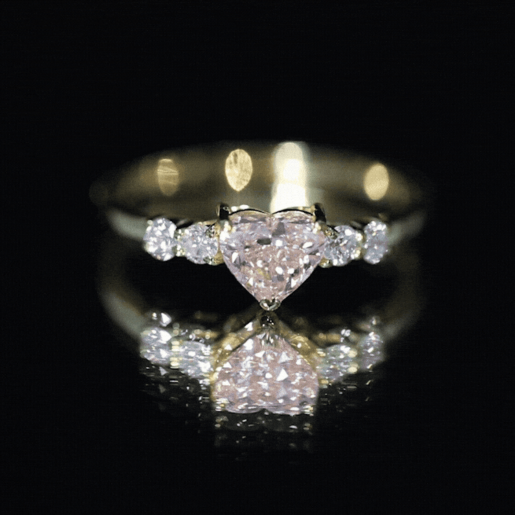 IGI Certified 1 Carat Lab Grown Pink and White Diamond Heart Promise Ring for Her Fancy Pink - VS1 - Rosec Jewels
