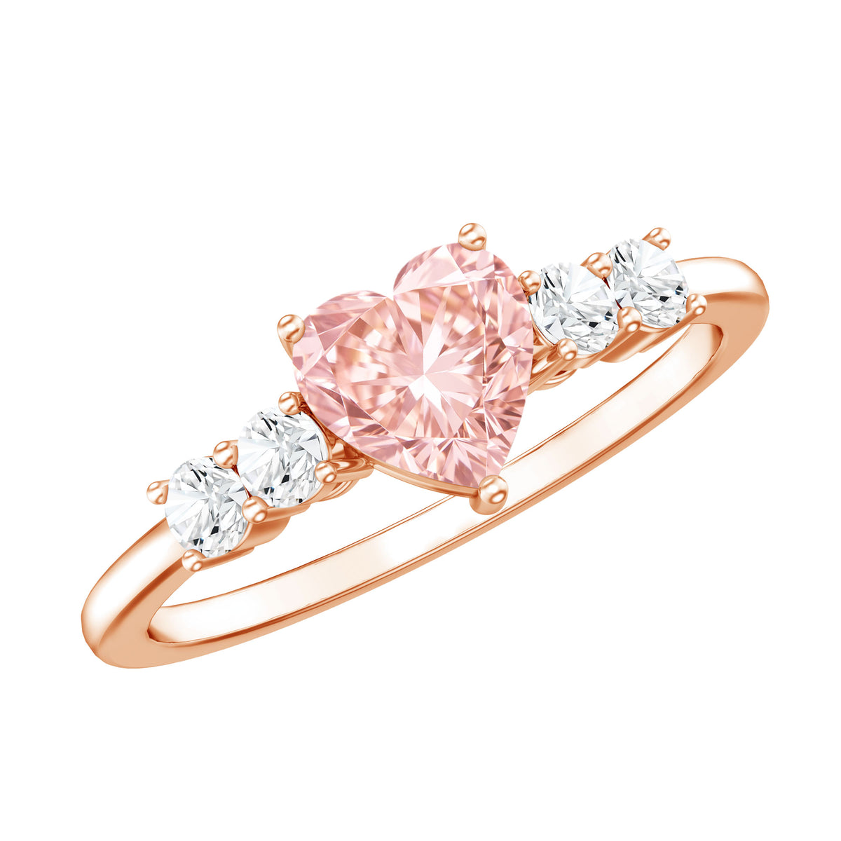 IGI Certified 1 Carat Lab Grown Pink and White Diamond Heart Promise Ring for Her Fancy Pink - VS1 - Rosec Jewels
