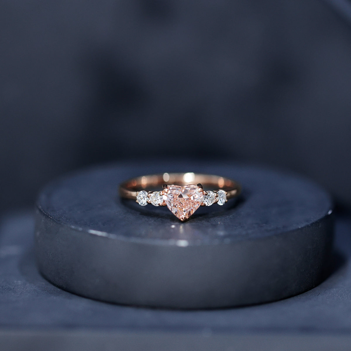 IGI Certified 1 Carat Lab Grown Pink and White Diamond Heart Promise Ring for Her Fancy Pink - VS1 - Rosec Jewels