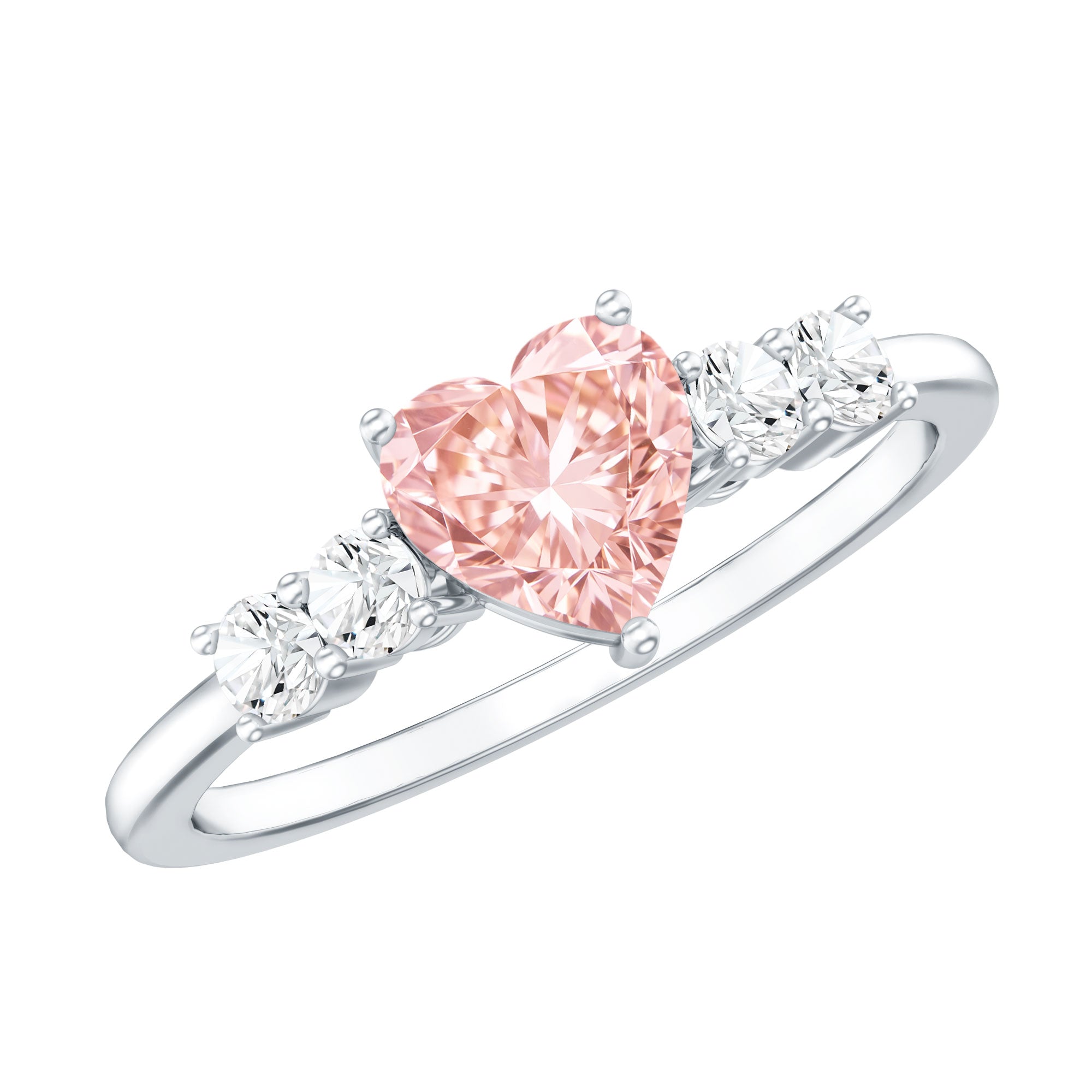 IGI Certified 1 Carat Lab Grown Pink and White Diamond Heart Promise Ring for Her Fancy Pink - VS1 - Rosec Jewels