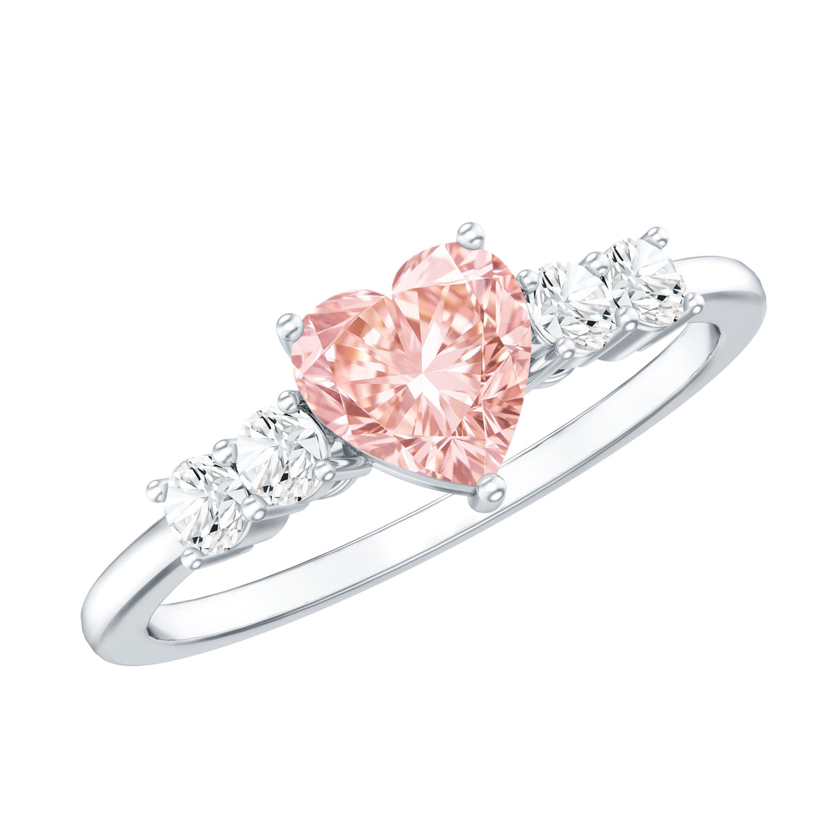 IGI Certified 1 Carat Lab Grown Pink and White Diamond Heart Promise Ring for Her Fancy Pink - VS1 - Rosec Jewels