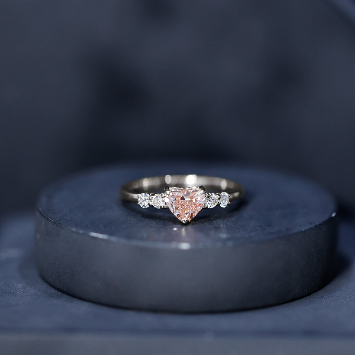 IGI Certified 1 Carat Lab Grown Pink and White Diamond Heart Promise Ring for Her Fancy Pink - VS1 - Rosec Jewels