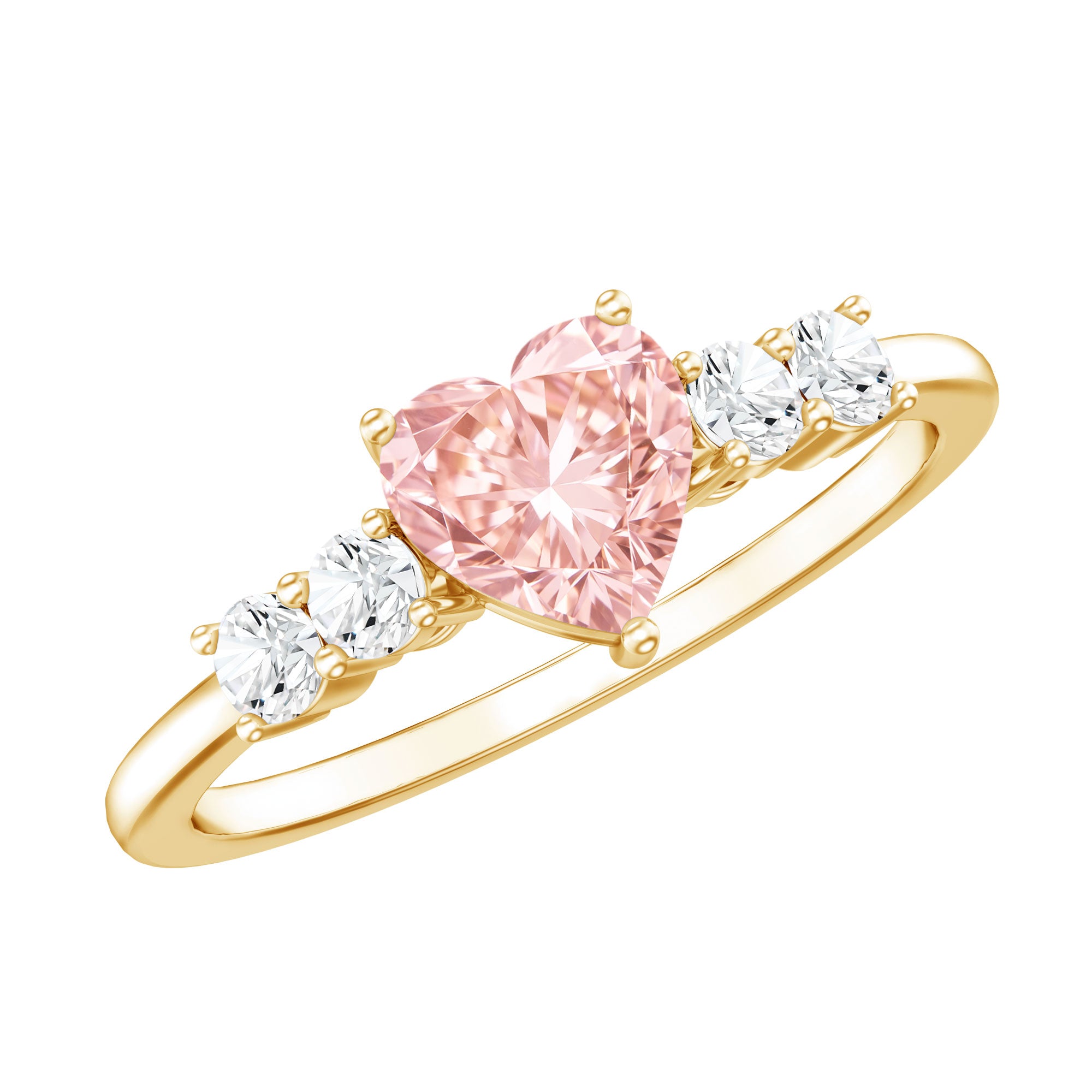 IGI Certified 1 Carat Lab Grown Pink and White Diamond Heart Promise Ring for Her Fancy Pink - VS1 - Rosec Jewels