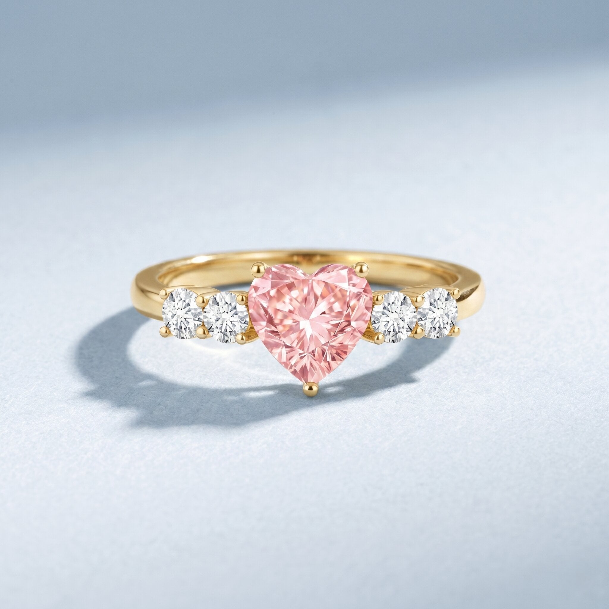 IGI Certified 1 Carat Lab Grown Pink and White Diamond Heart Promise Ring for Her Fancy Pink - VS1 - Rosec Jewels