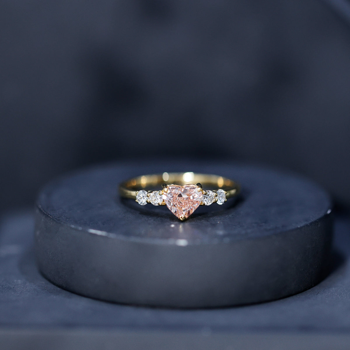 IGI Certified 1 Carat Lab Grown Pink and White Diamond Heart Promise Ring for Her Fancy Pink - VS1 - Rosec Jewels