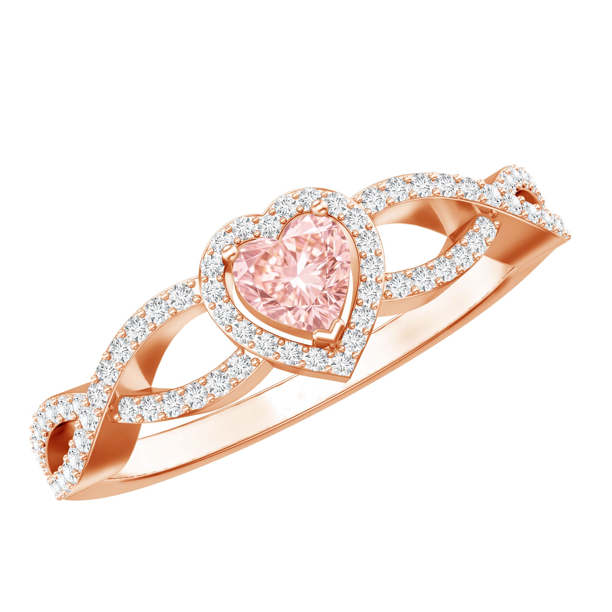 IGI Certified 1 Carat Lab Grown Pink and White Diamond Classic Engagement Ring Fancy Pink - VS1 - Rosec Jewels