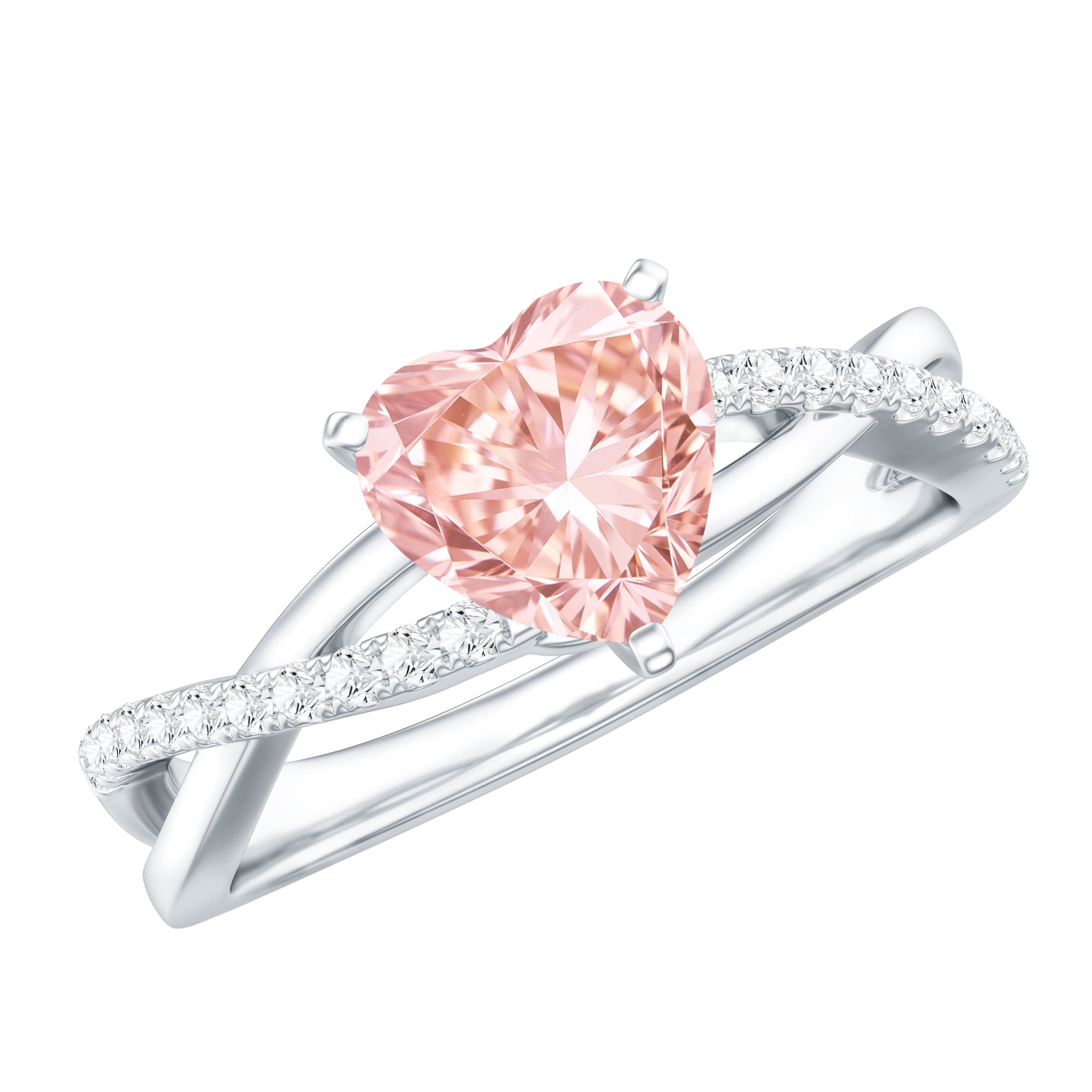 IGI Certified 1 CT Solitaire Lab Grown Pink Diamond Heart Engagement Ring E-VS1 - Rosec Jewels