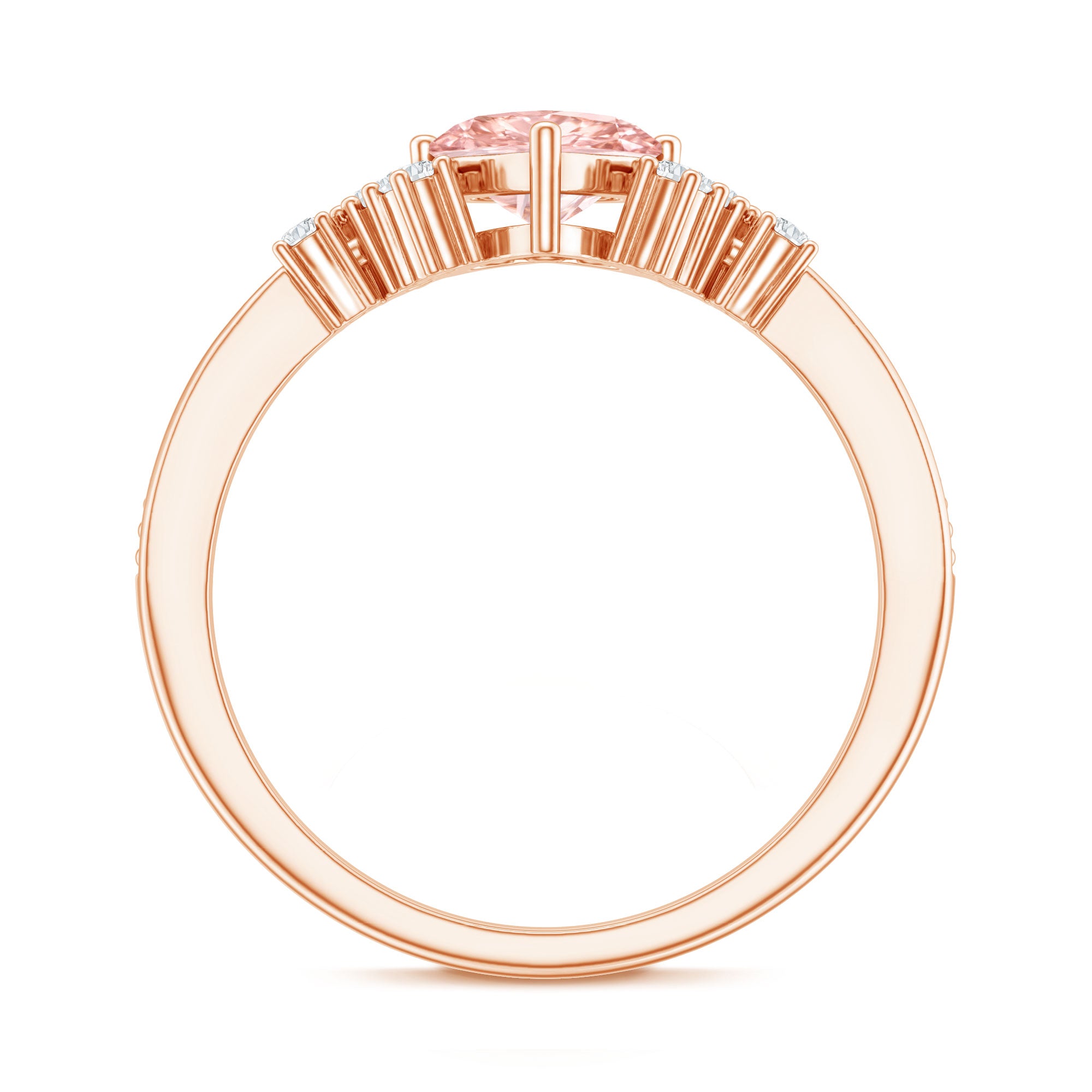1 CT Lab Grown Pink and White Diamond Heart Engagement Ring IGI Certified Fancy Pink - VS1 - Rosec Jewels