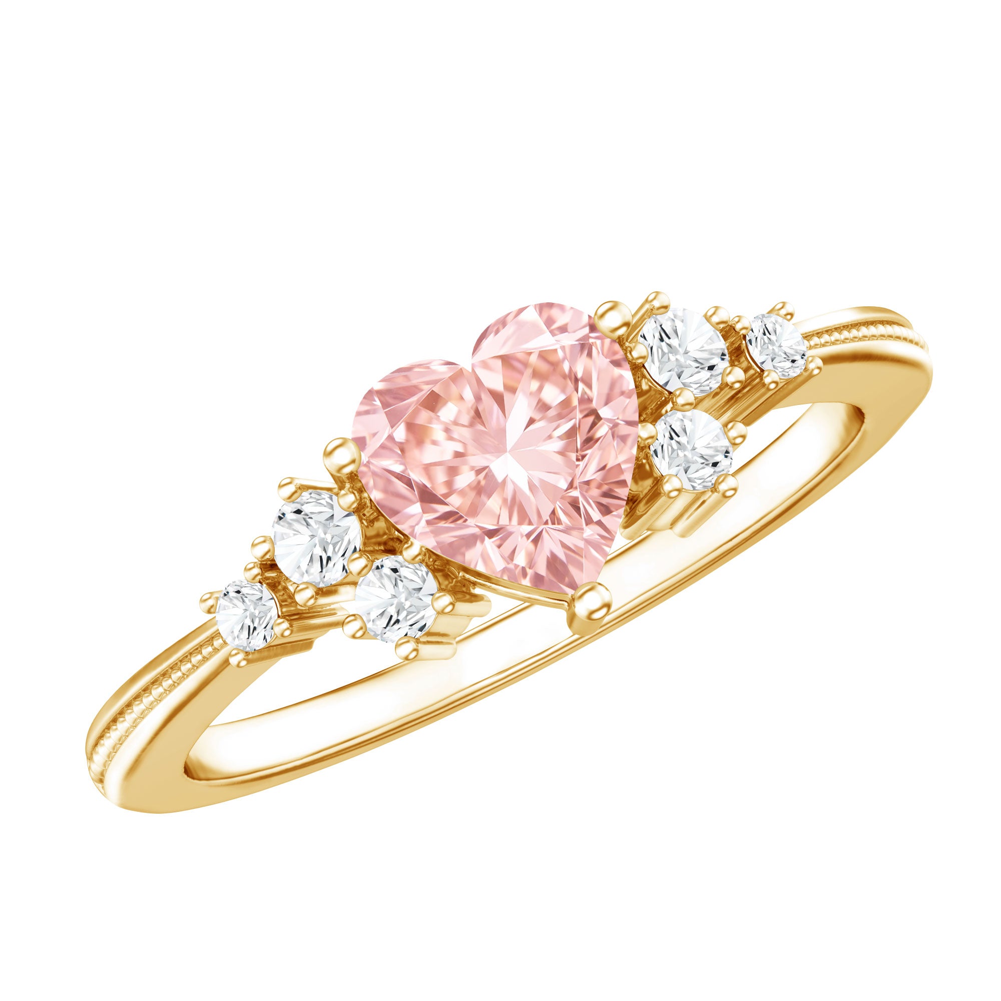1 CT Lab Grown Pink and White Diamond Heart Engagement Ring IGI Certified E-VS1 - Rosec Jewels