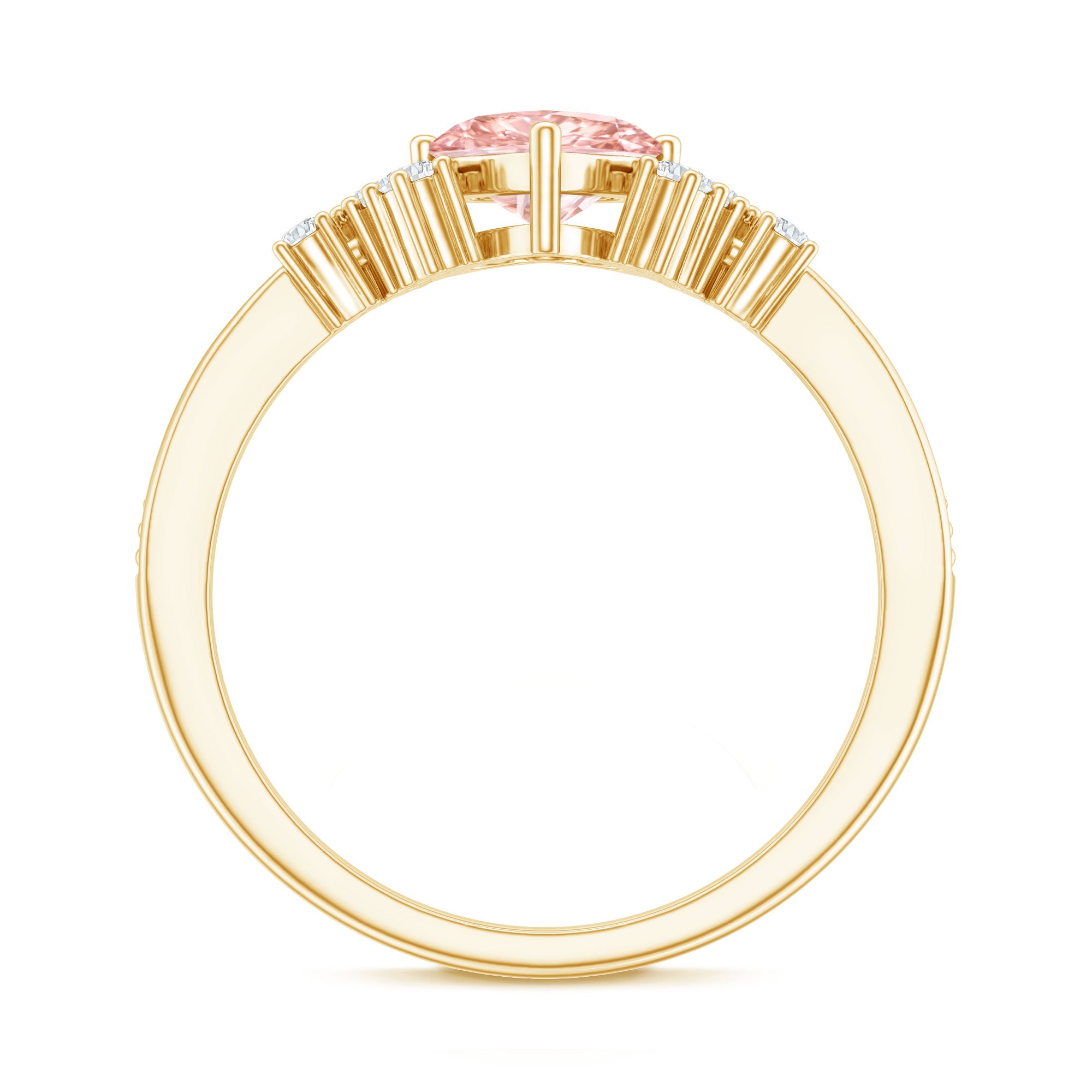 1 CT Lab Grown Pink and White Diamond Heart Engagement Ring IGI Certified Fancy Pink - VS1 - Rosec Jewels