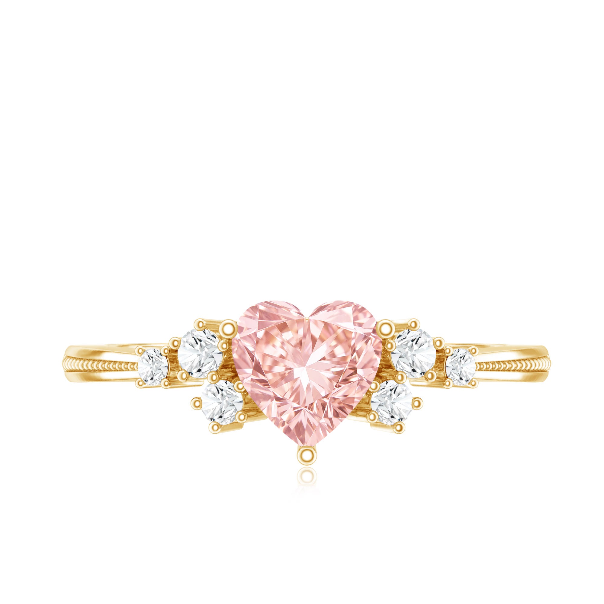 1 CT Lab Grown Pink and White Diamond Heart Engagement Ring IGI Certified E-VS1 - Rosec Jewels