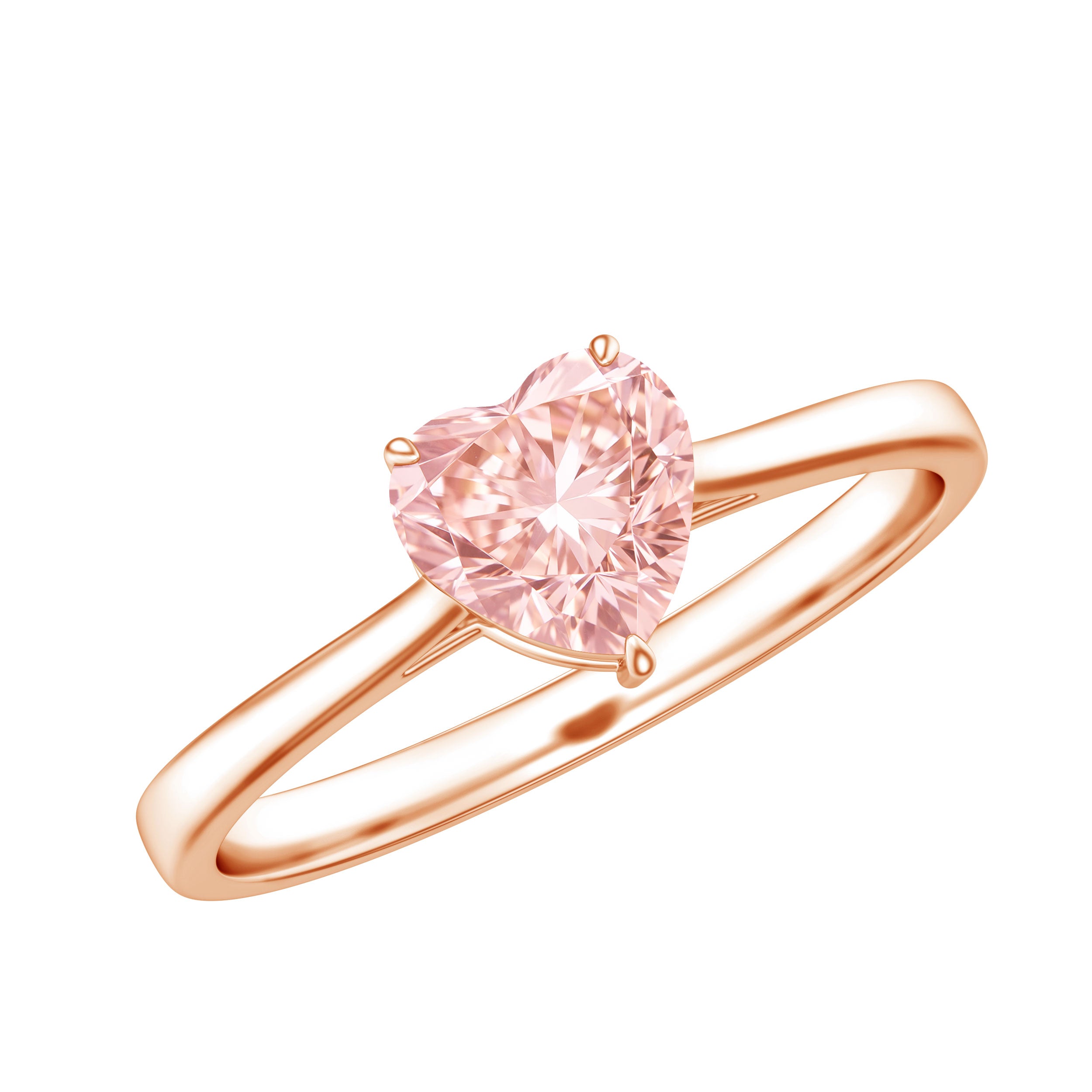 1 CT Lab Grown Pink Diamond Heart Promise Ring with IGI Certificate Fancy Pink - VS1 - Rosec Jewels
