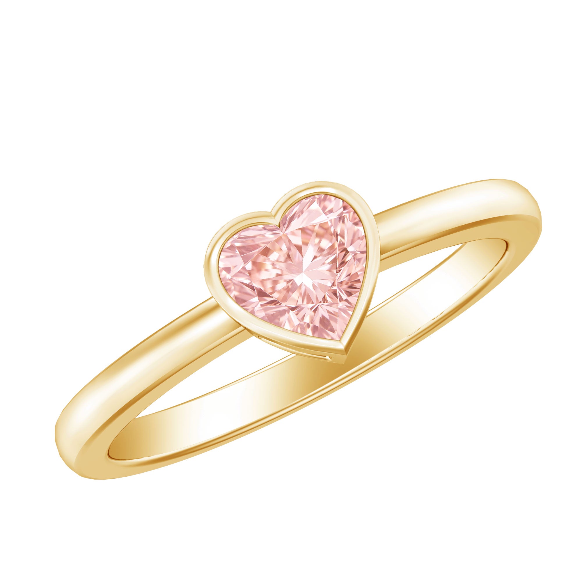 Bezel Set Lab Grown Pink Diamond Solitaire Promise Ring with IGI Certificate Fancy Pink - VS1 - Rosec Jewels