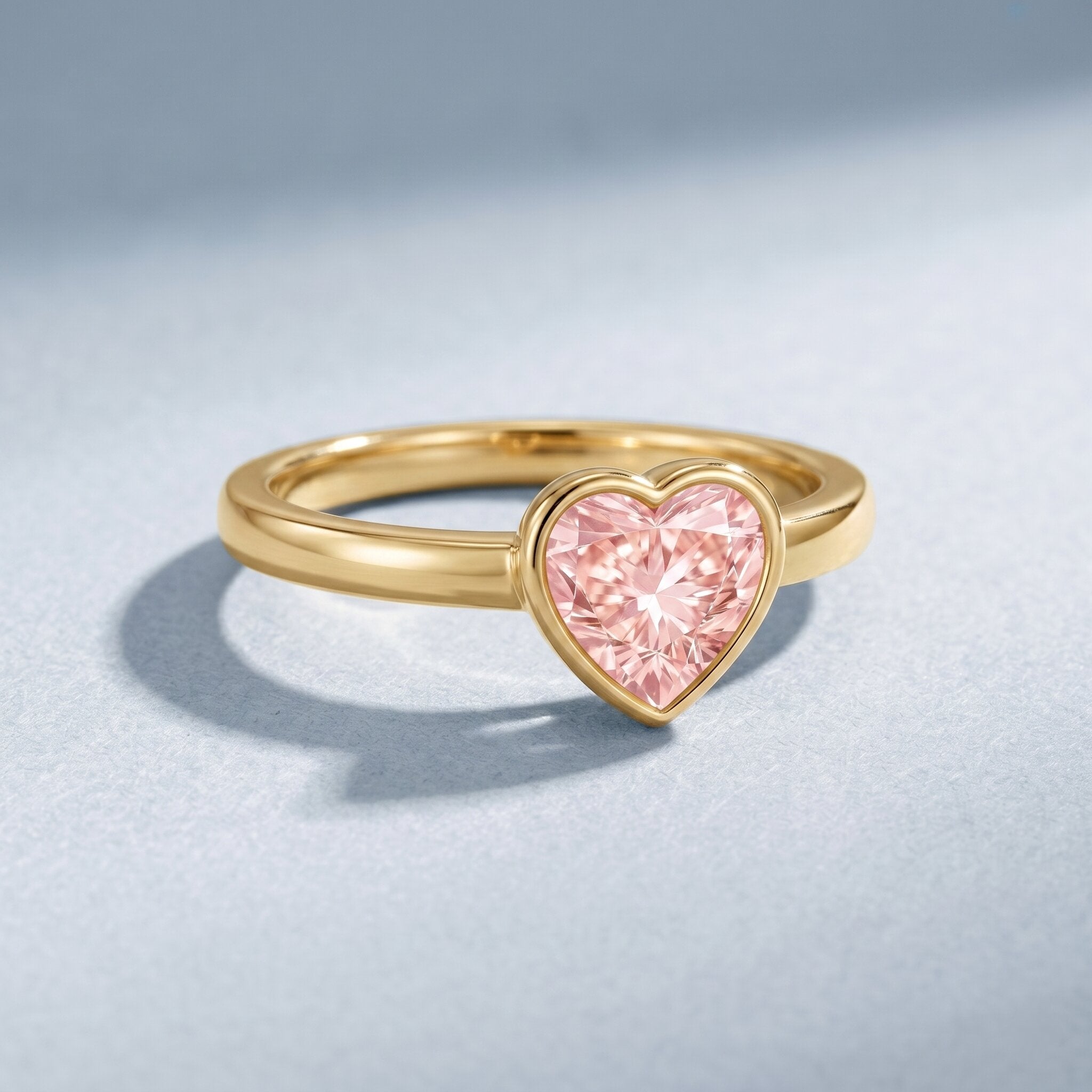 Bezel Set Lab Grown Pink Diamond Solitaire Promise Ring with IGI Certificate Fancy Pink - VS1 - Rosec Jewels