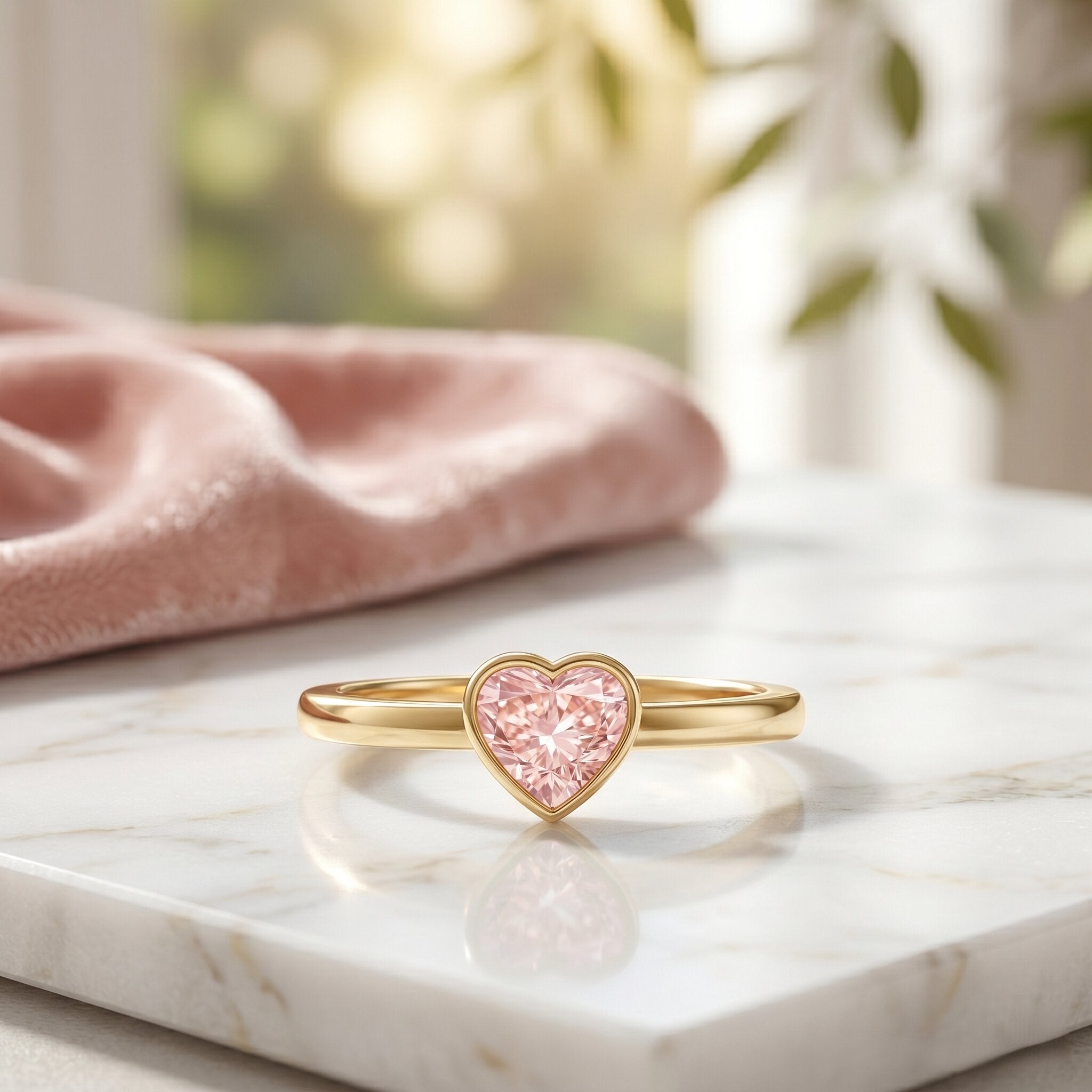 Bezel Set Lab Grown Pink Diamond Solitaire Promise Ring with IGI Certificate Fancy Pink - VS1 - Rosec Jewels