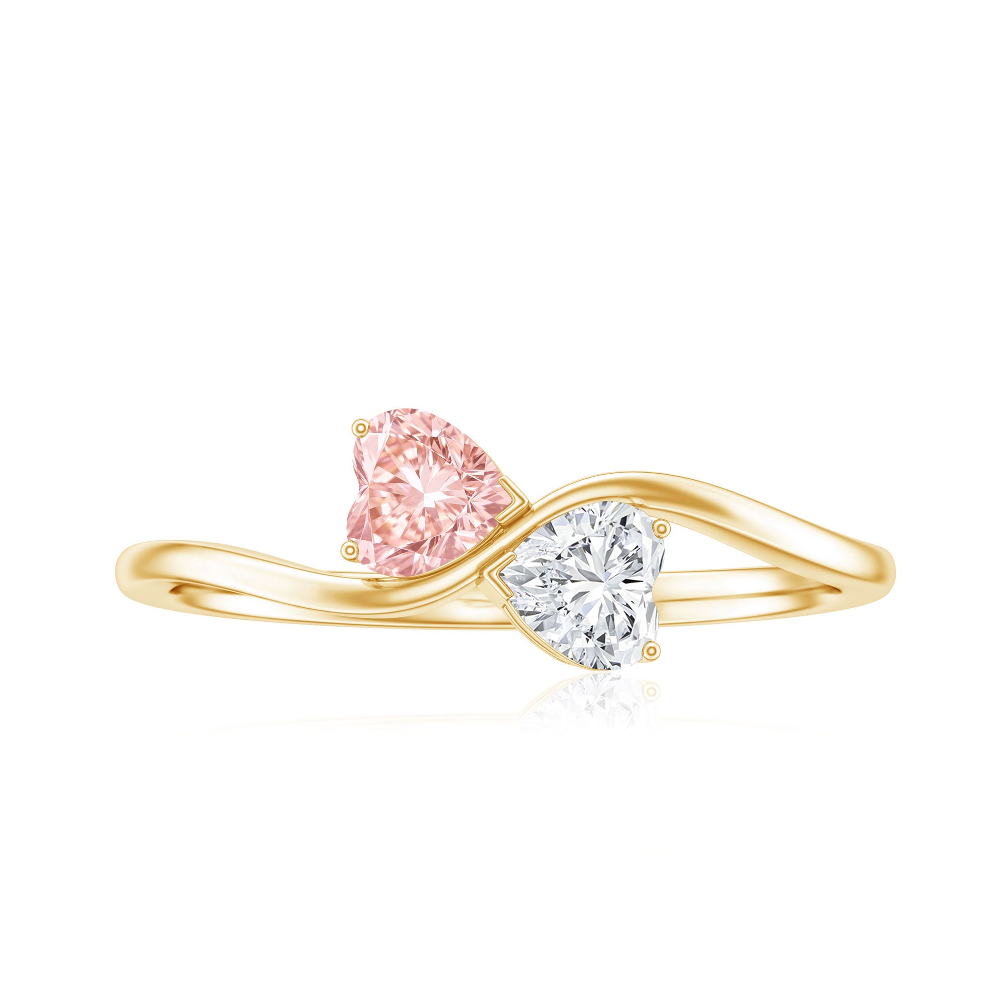 Rosec Jewels-Lab Grown Pink and White Diamond Double Heart Promise Ring