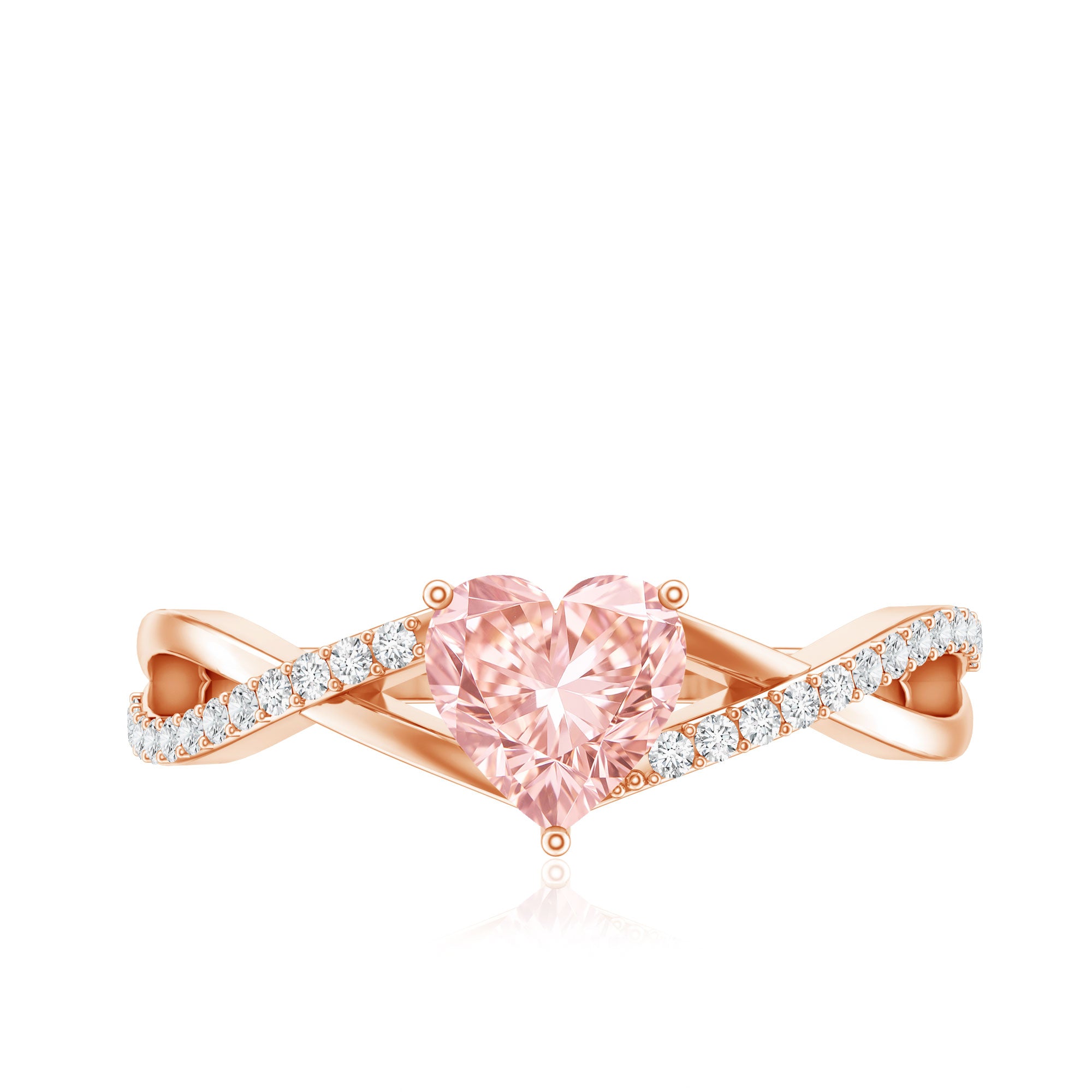 IGI Certified 1 CT Heart Shaped Lab Grown Pink Diamond Infinity Engagement Ring Fancy Pink - VS1 - Rosec Jewels
