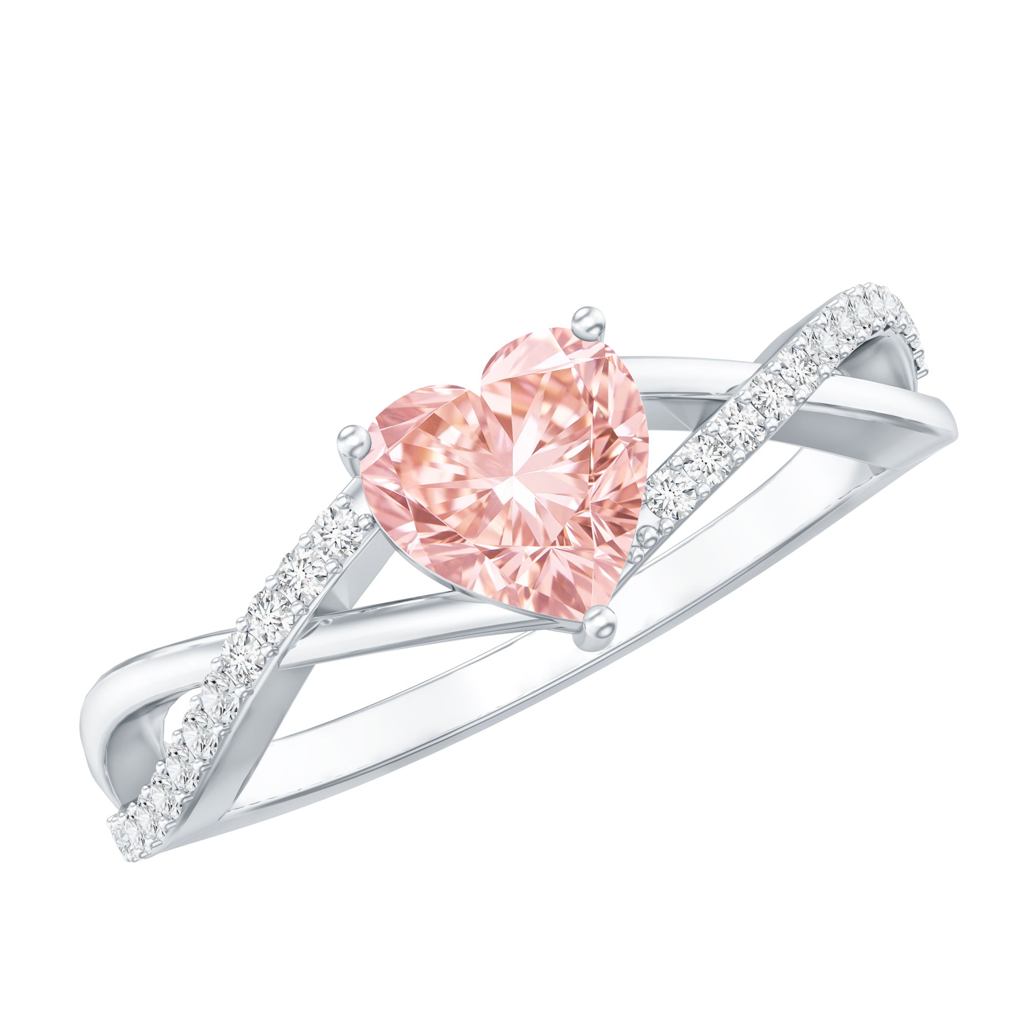Rosec Jewels-1 CT Heart Shaped Lab Grown Pink Diamond Infinity Engagement Ring