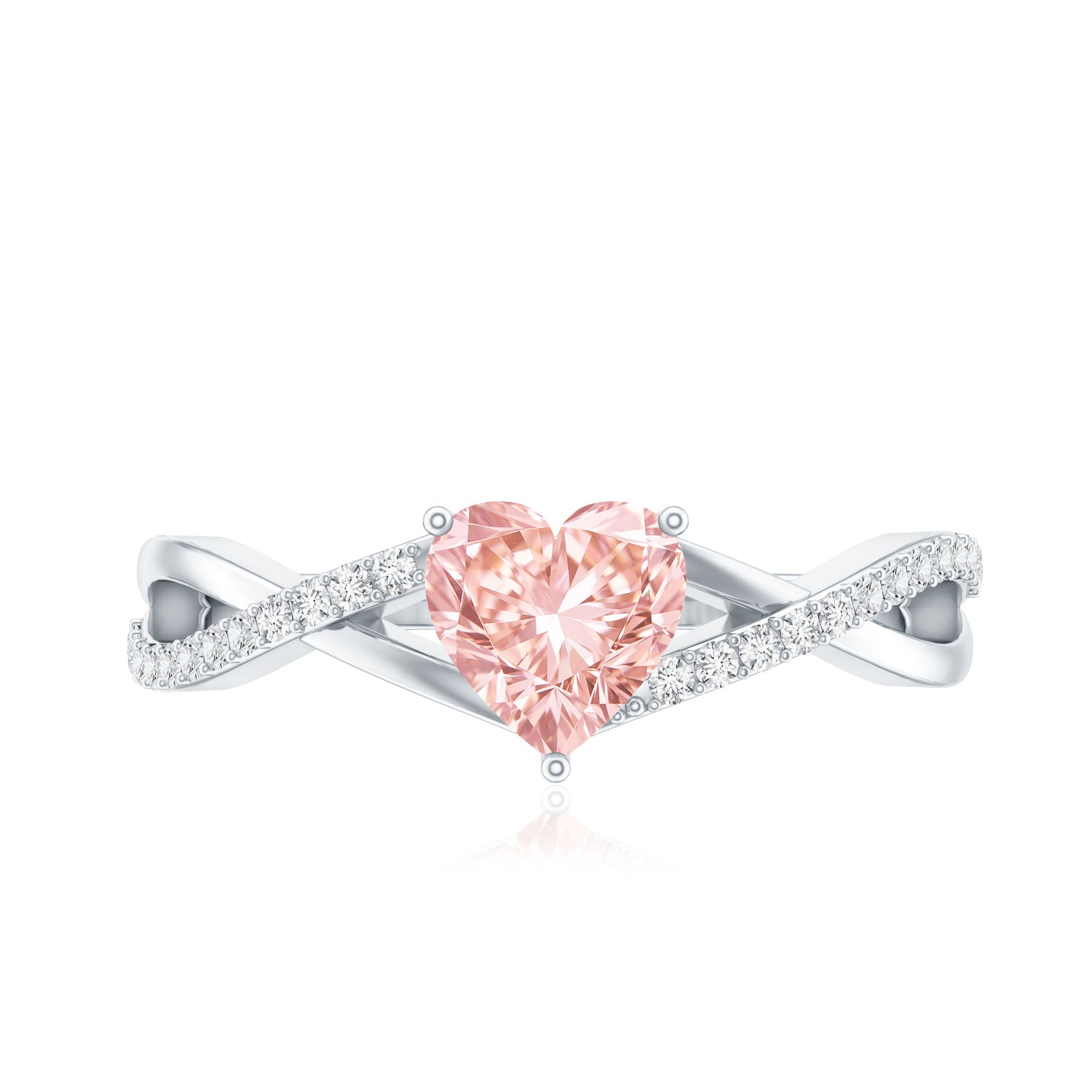 IGI Certified 1 CT Heart Shaped Lab Grown Pink Diamond Infinity Engagement Ring Fancy Pink - VS1 - Rosec Jewels