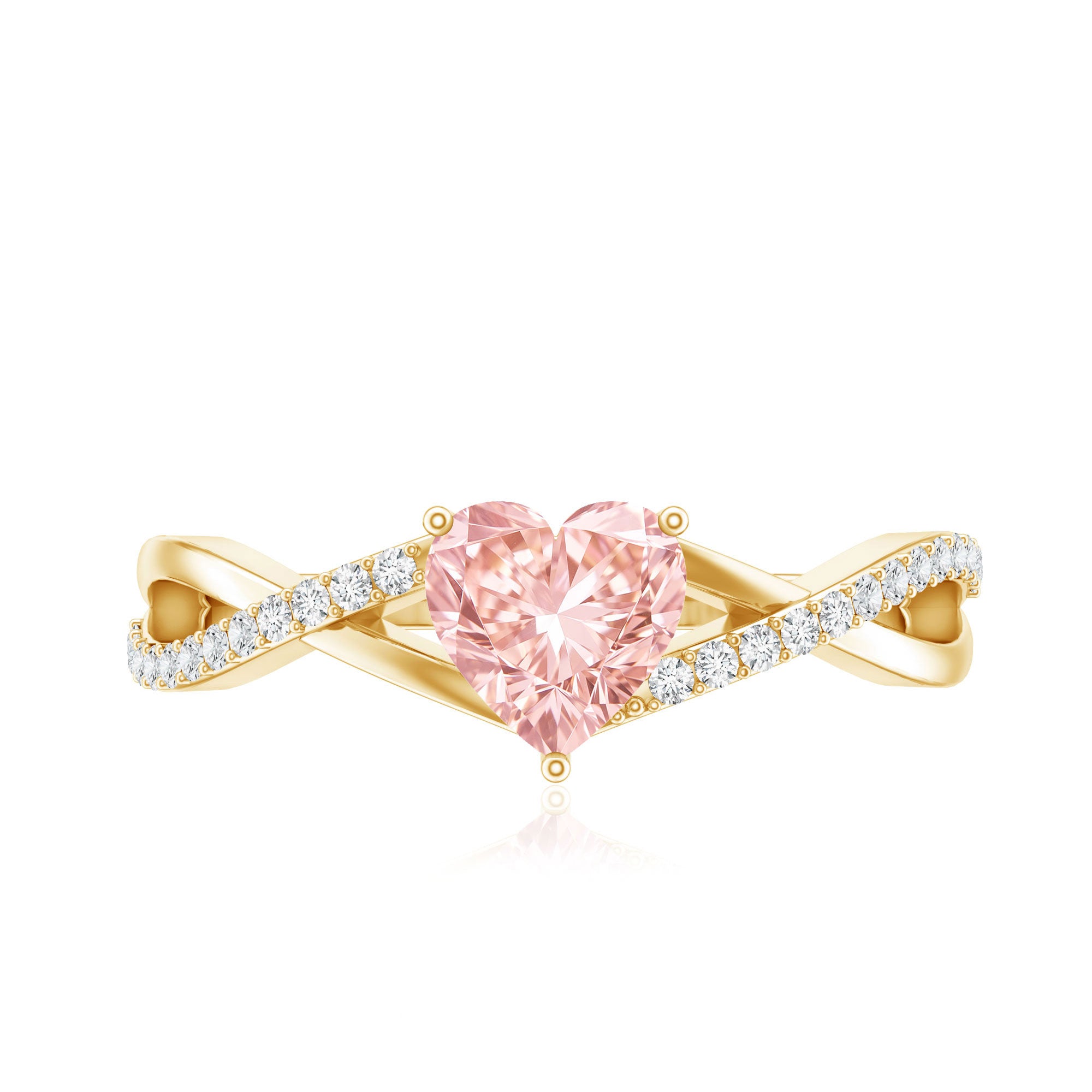IGI Certified 1 CT Heart Shaped Lab Grown Pink Diamond Infinity Engagement Ring Fancy Pink - VS1 - Rosec Jewels