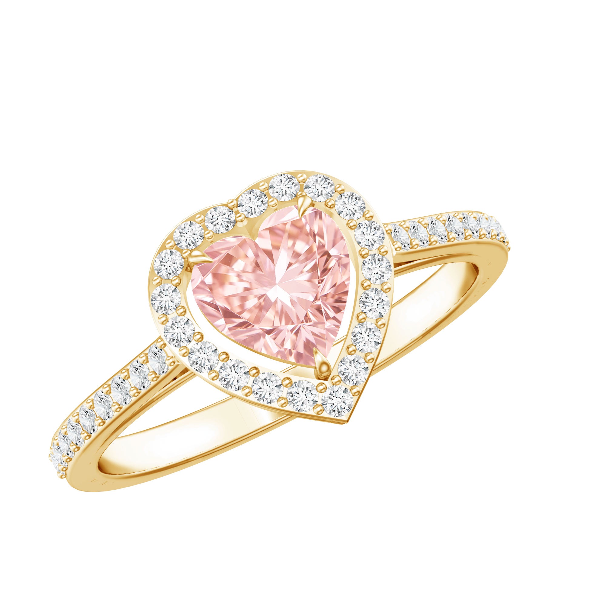 Heart Shape 1 CT Lab Grown Pink White Diamond Halo Engagement Ring IGI Certified E-VS1 - Rosec Jewels